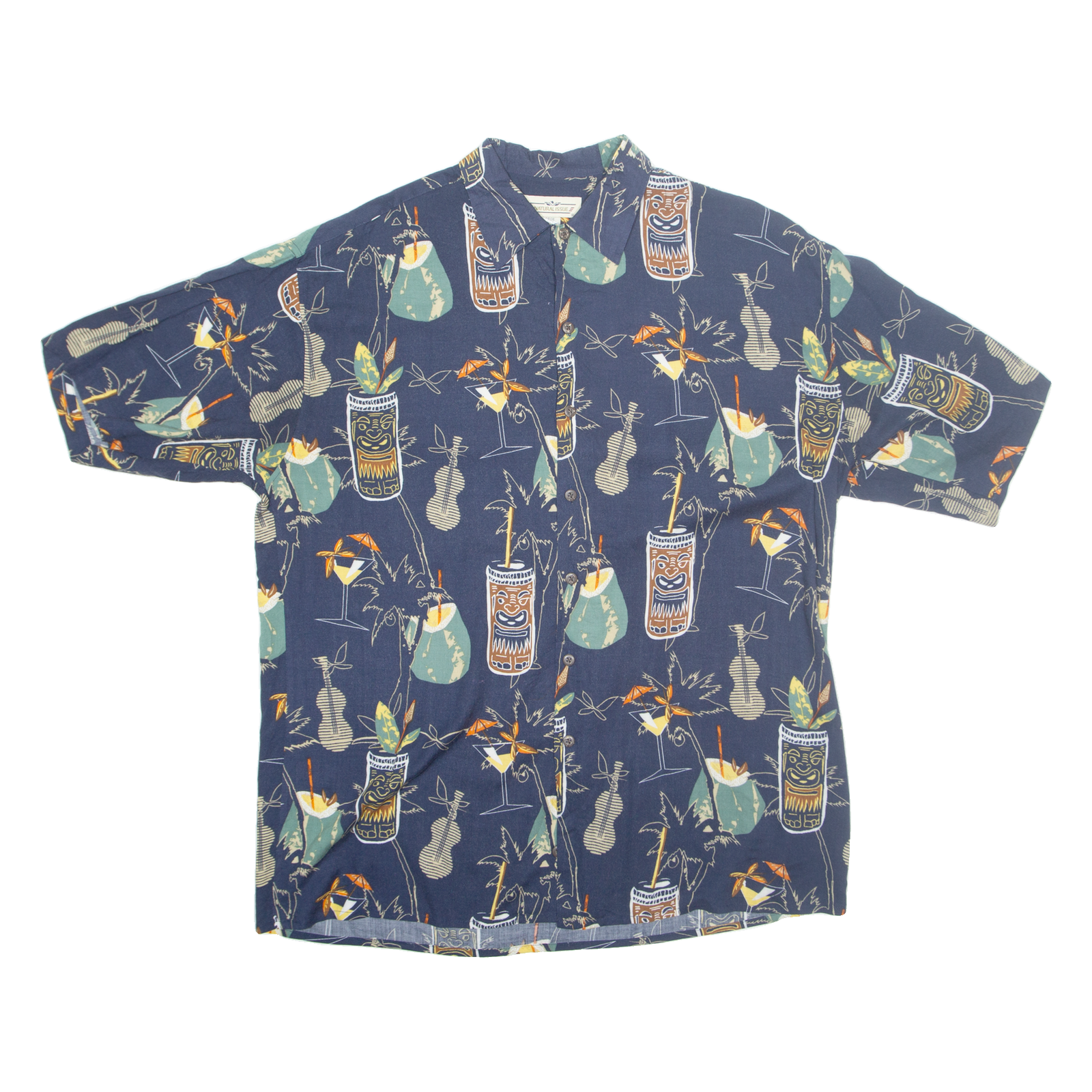 NATURAL ISSUE Mens Hawaiian Shirt Blue Crazy Pattern L Refurbished - N/A refurbished available on Cerqular