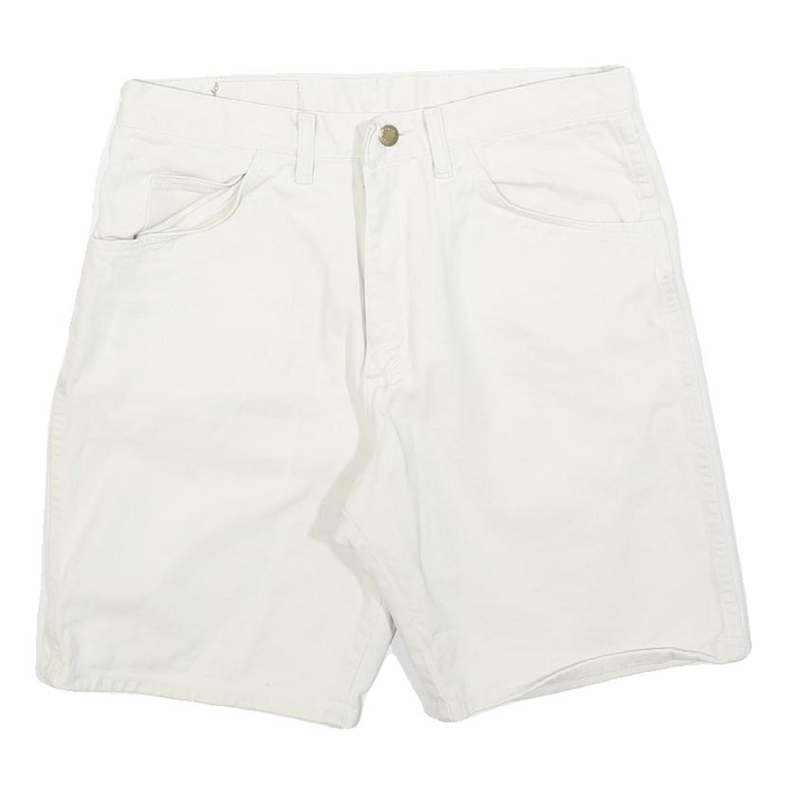 WRANGLER Mens White Casual Cotton Blend Shorts M W33 Classic Comfort Design Refurbished - N/A refurbished available on Cerqular