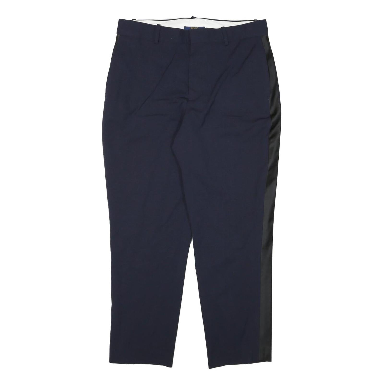 POLO RALPH LAUREN Womens Wool Blend Navy Blue Relaxed Straight Trousers W32 L26 Refurbished - N/A refurbished available on Cerqular