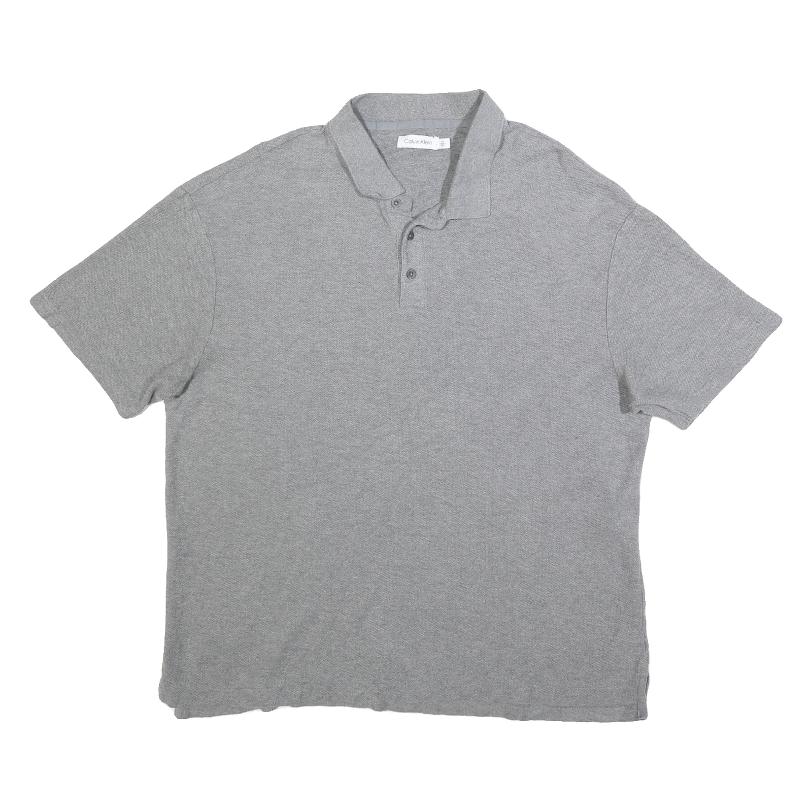 CALVIN KLEIN Mens Grey Short Sleeve Plain Polo Shirt L Classic Cotton Blend Refurbished - N/A refurbished available on Cerqular