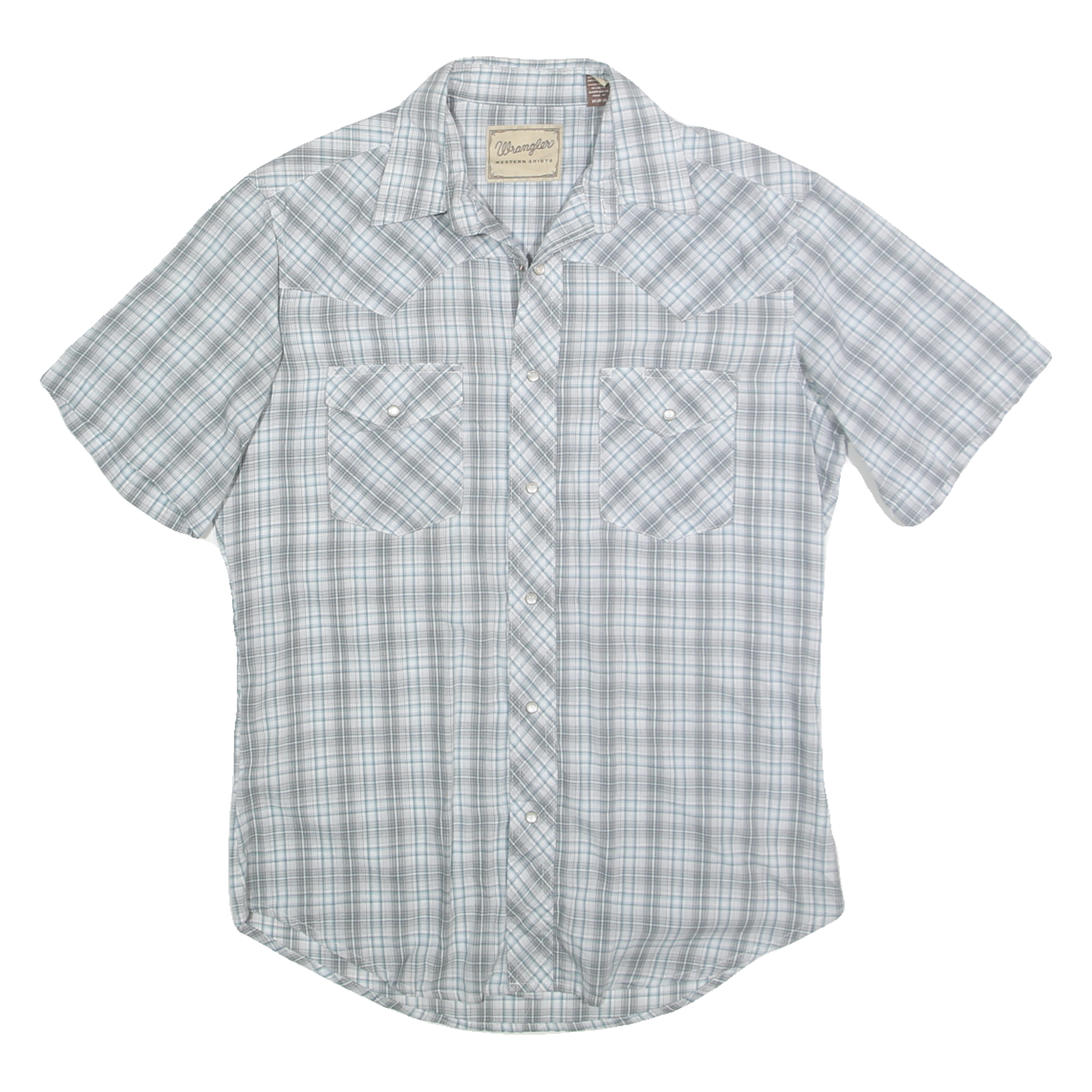 WRANGLER Mens Blue & Grey Check Western Shirt M Casual Cotton Blend Refurbished - N/A refurbished available on Cerqular
