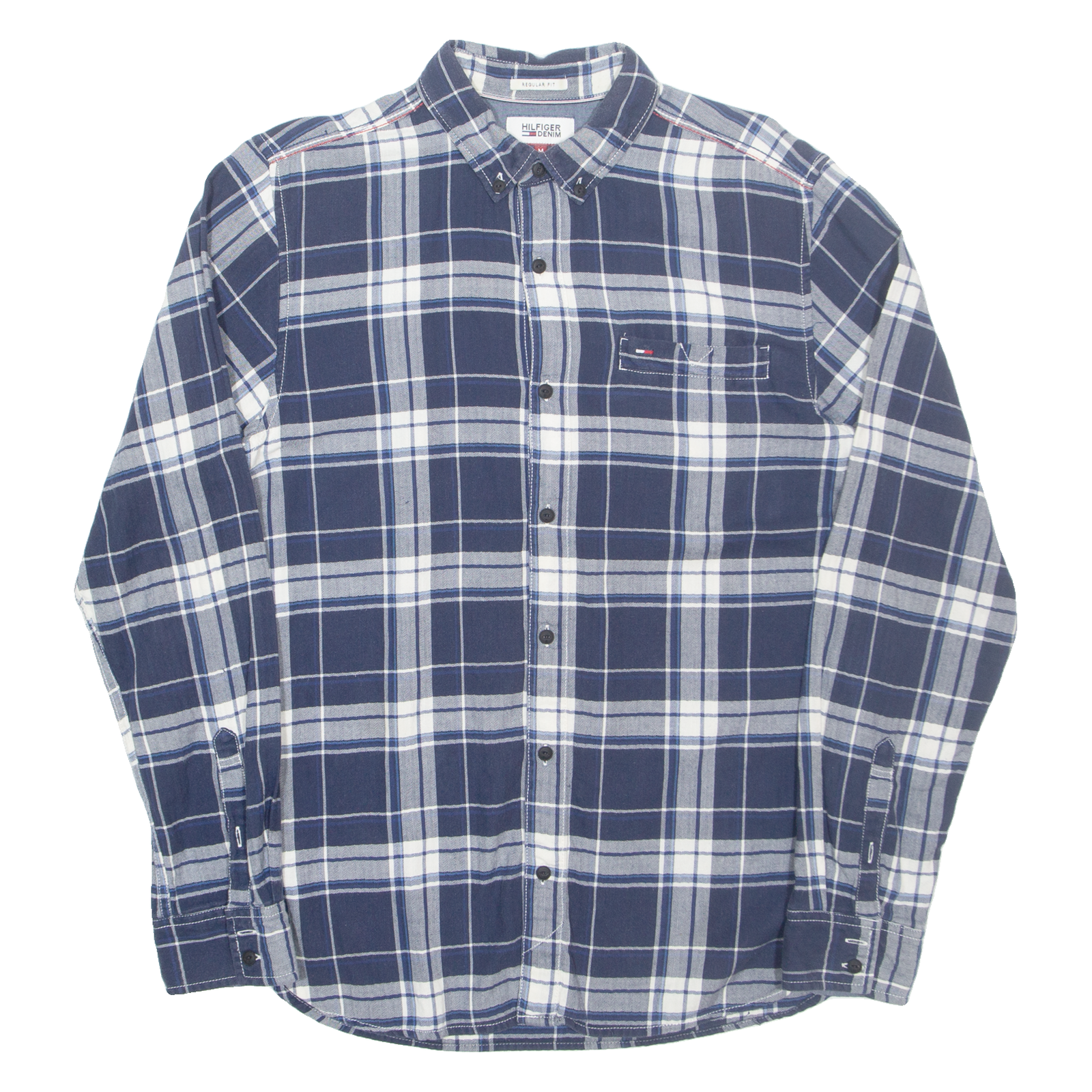 TOMMY HILFIGER Mens Shirt Blue Check Long Sleeve M Refurbished - N/A refurbished available on Cerqular