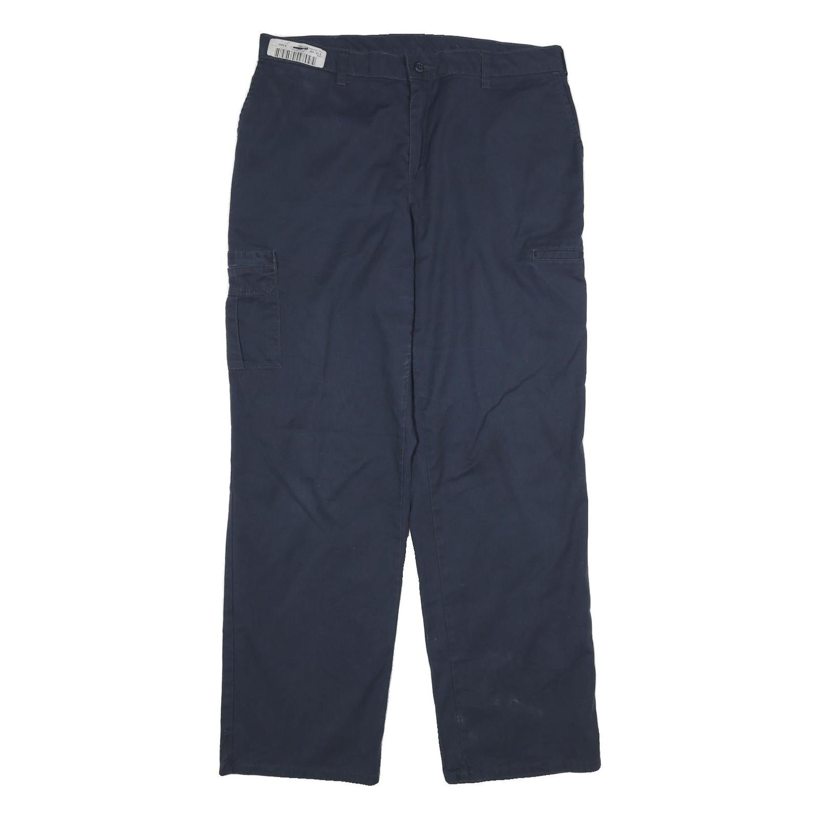 DICKIES Mens Cotton Navy Regular Straight Trousers W34 L31 Workwear Zip Refurbished - N/A refurbished available on Cerqular