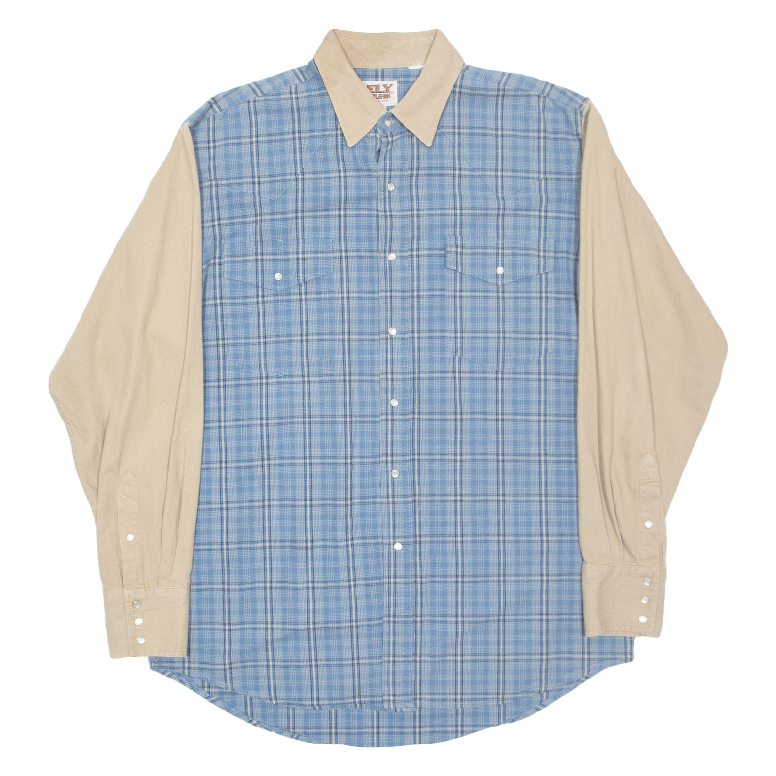 ELY CATTLEMAN Mens Denim Shirt Blue Check Long Sleeve L Refurbished - N/A refurbished available on Cerqular
