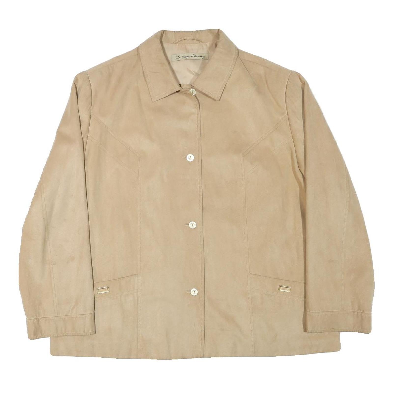 Womens Beige Polyester Blend Button Jacket XL Plain Classic Casual Smart Refurbished - N/A refurbished available on Cerqular