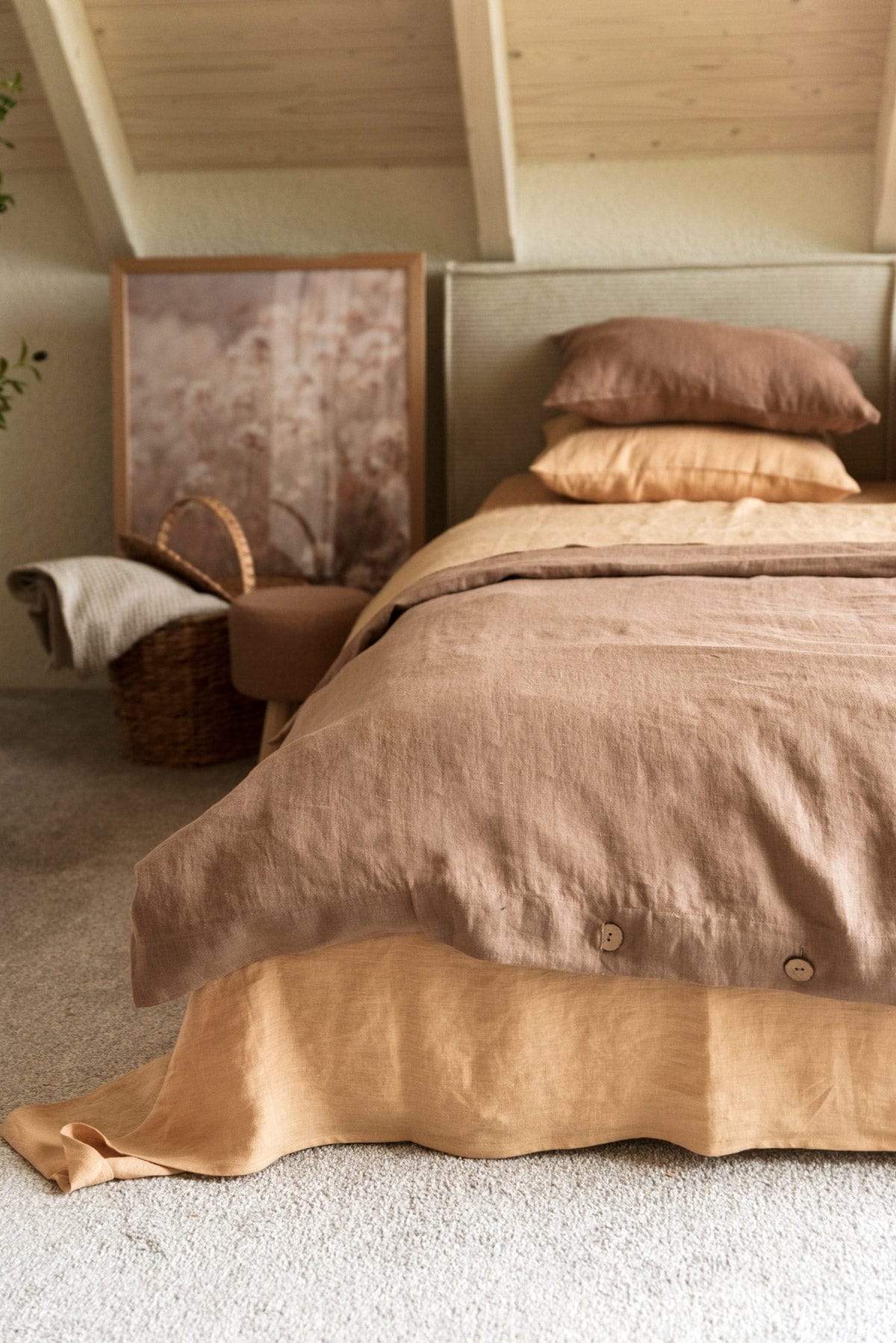 Linen duvet cover in Rosy Brown | Size: EU Double Refurbished - Amour Linen refurbished available on Cerqular