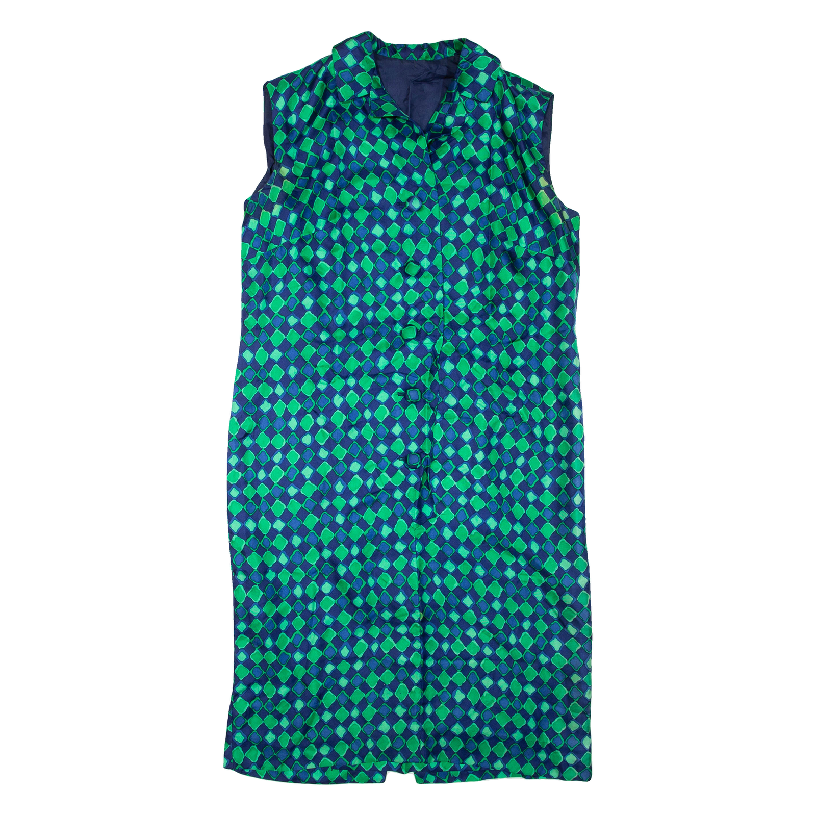 Womens Shirt Dress Green Geometric Sleeveless Knee Length L Refurbished - N/A refurbished available on Cerqular