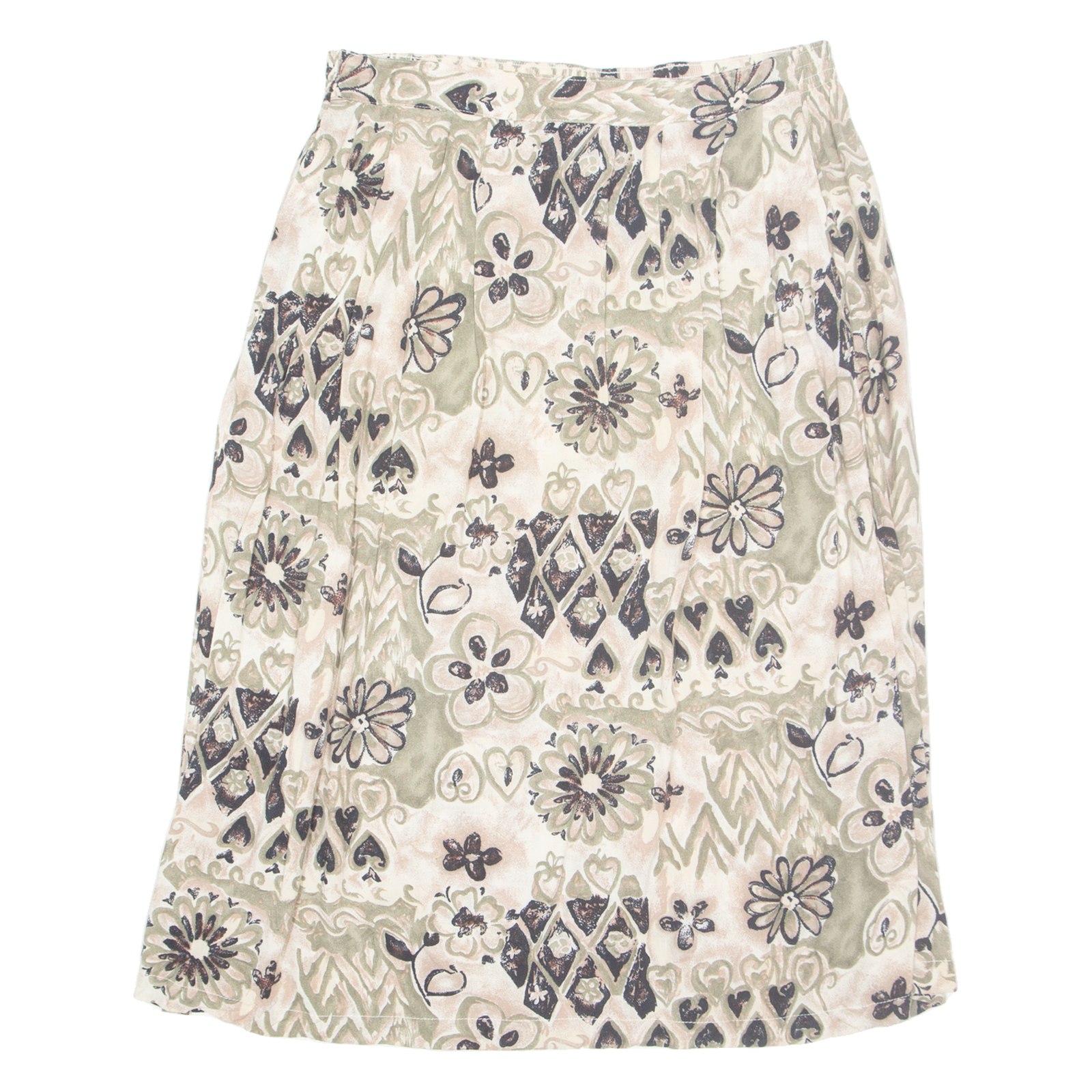 SAG HARBOR Womens Pleated Skirt Beige Midi 90s Floral M Refurbished - N/A refurbished available on Cerqular