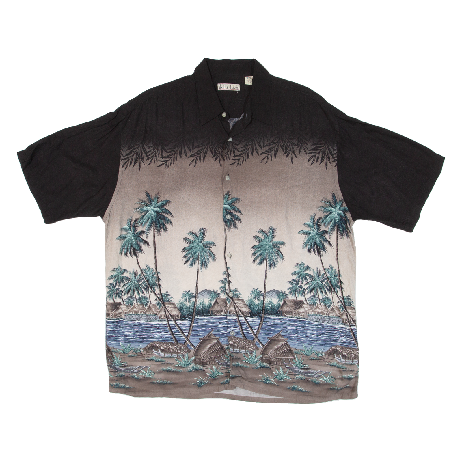 HOLLIS RIVER Mens Hawaiian Shirt Black Floral XL Refurbished - N/A refurbished available on Cerqular