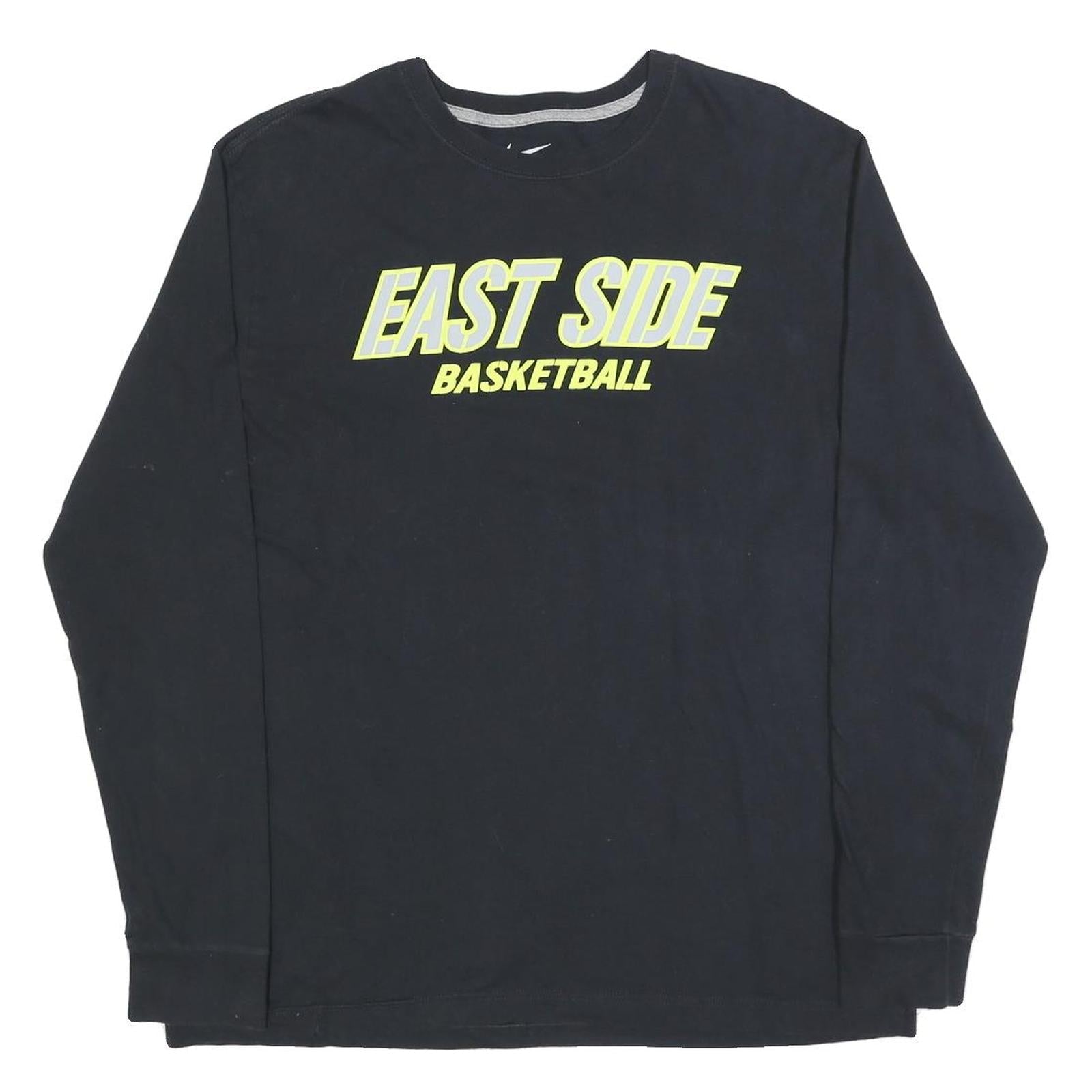 NIKE Mens Black East Side Basketball Graphic T-Shirt XL Long Sleeve Crew Neck Refurbished - N/A refurbished available on Cerqular