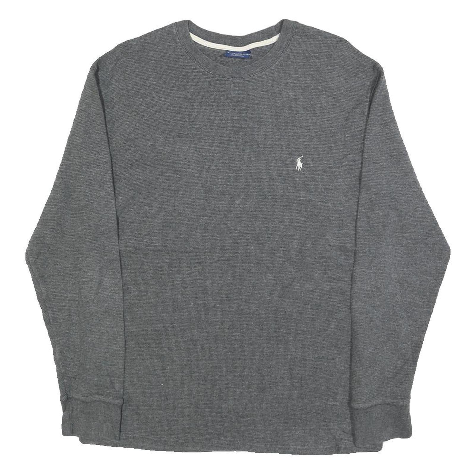 POLO RALPH LAUREN Mens Grey Long Sleeve Crew Neck Cotton Blend T-Shirt L Refurbished - N/A refurbished available on Cerqular