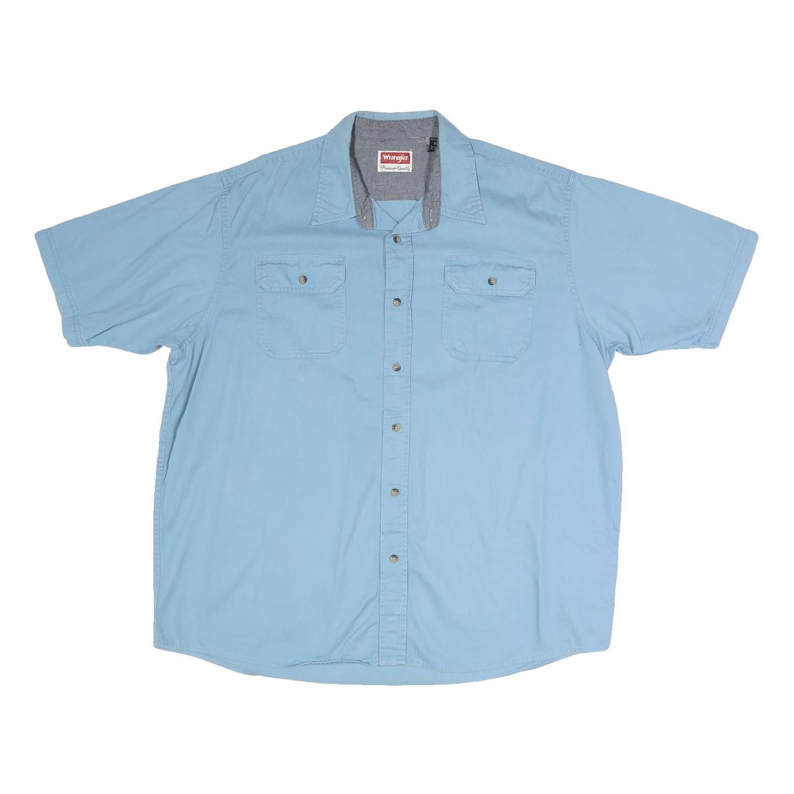 WRANGLER Mens Blue Casual Shirt XL Cotton Blend Button Front Short Sleeve Refurbished - N/A refurbished available on Cerqular