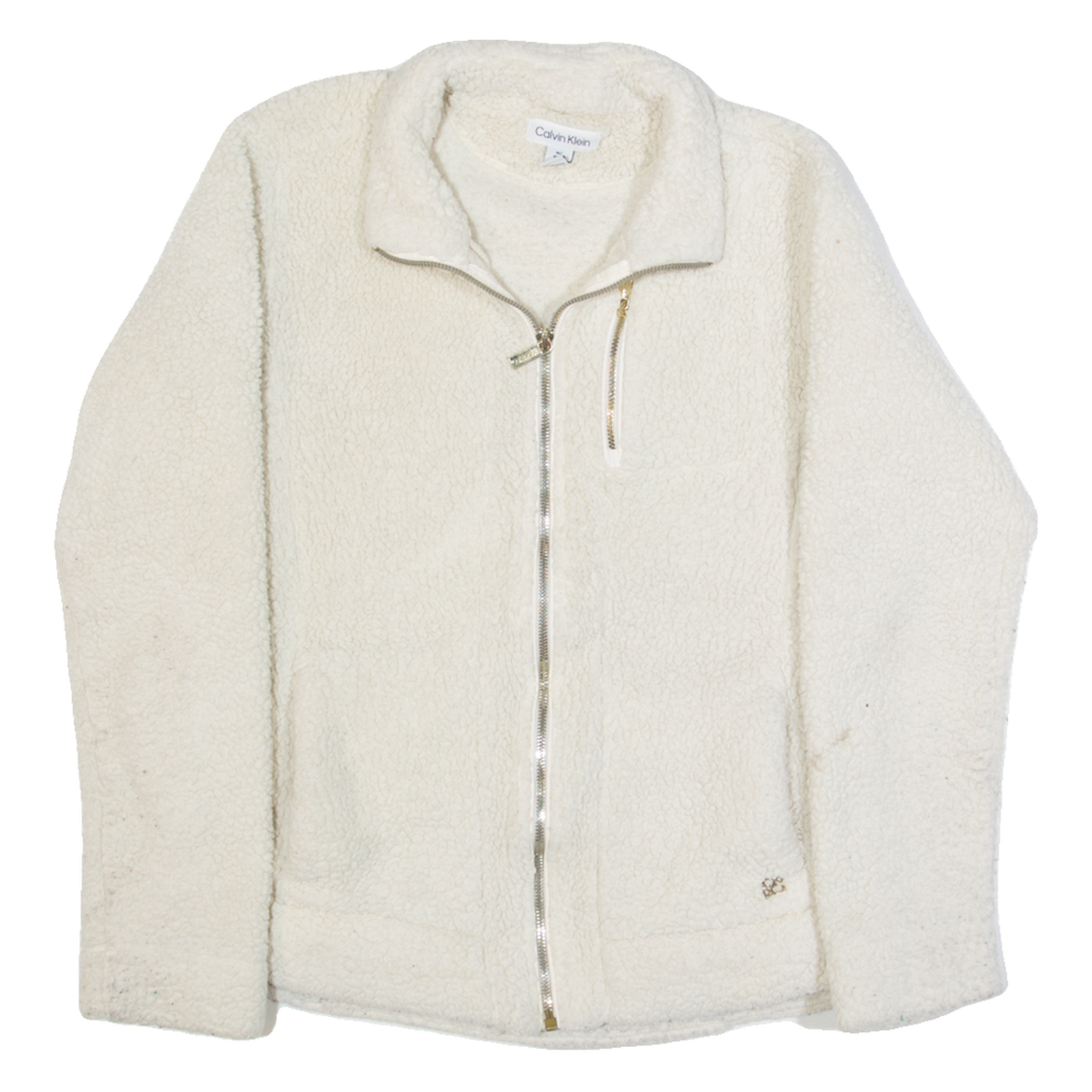 CALVIN KLEIN Womens Fleece Jacket Cream M Refurbished - N/A refurbished available on Cerqular