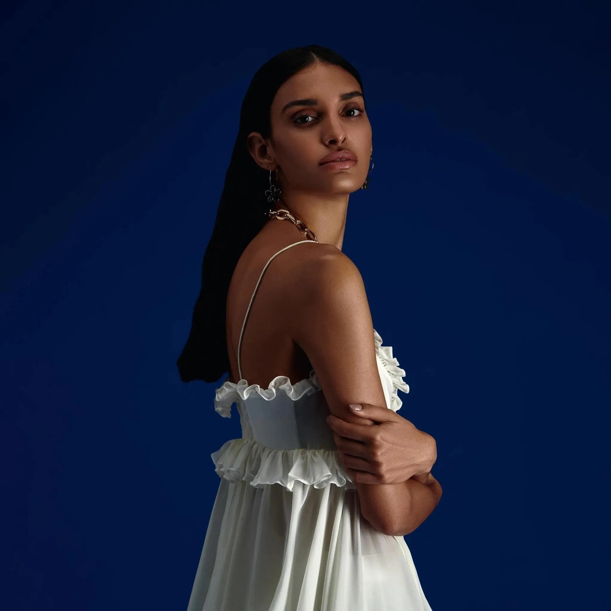 Ruffles White Top | size: 38 | Color: White Refurbished - Aloud (note: this is a lesser-known brand, but it has refurbished available on Cerqular
