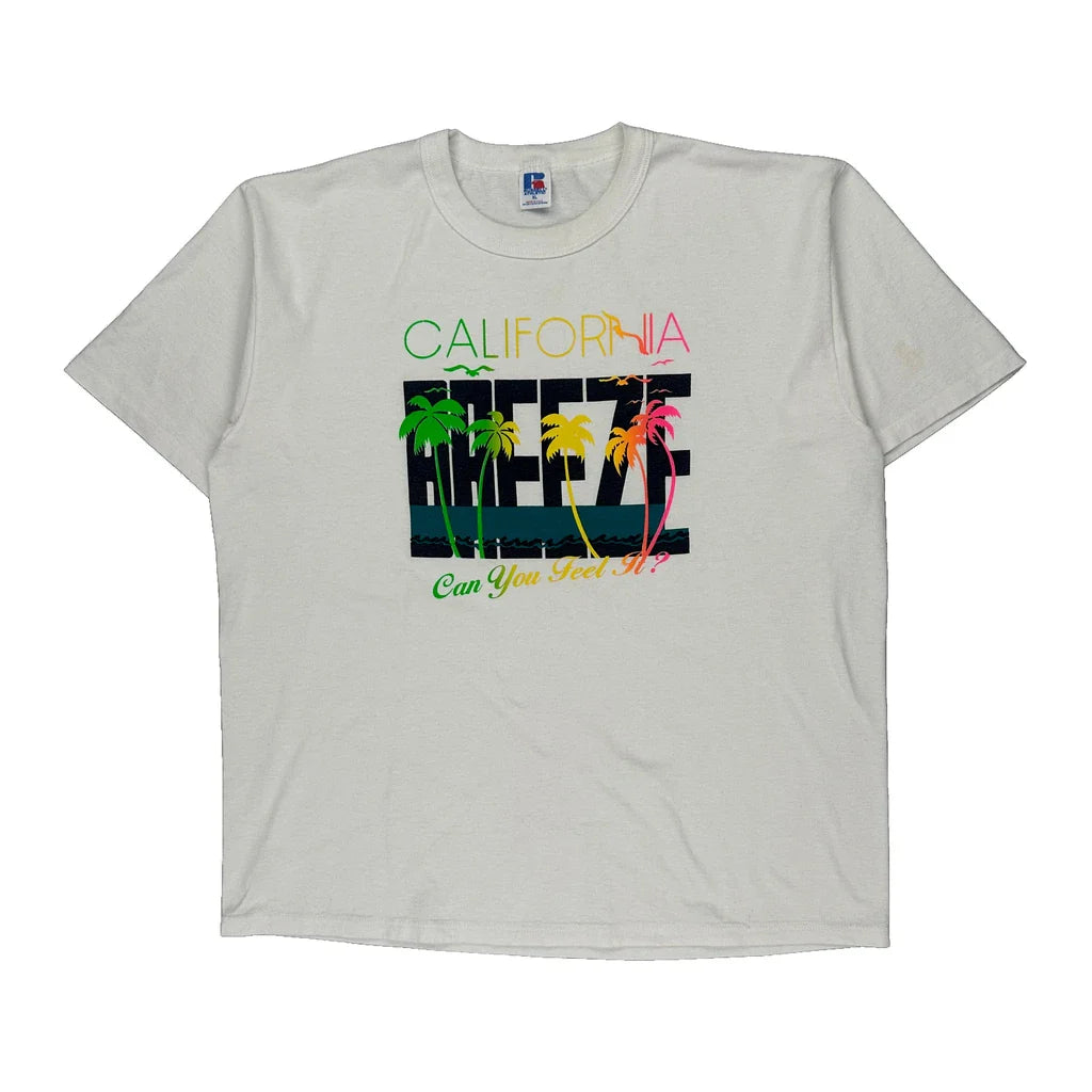 California Breeze Russell Athletic Graphic T-Shirt - XL Multicoloured Cotton Refurbished - Thrifted (note: this is a term often used to describe second- refurbished available on Cerqular