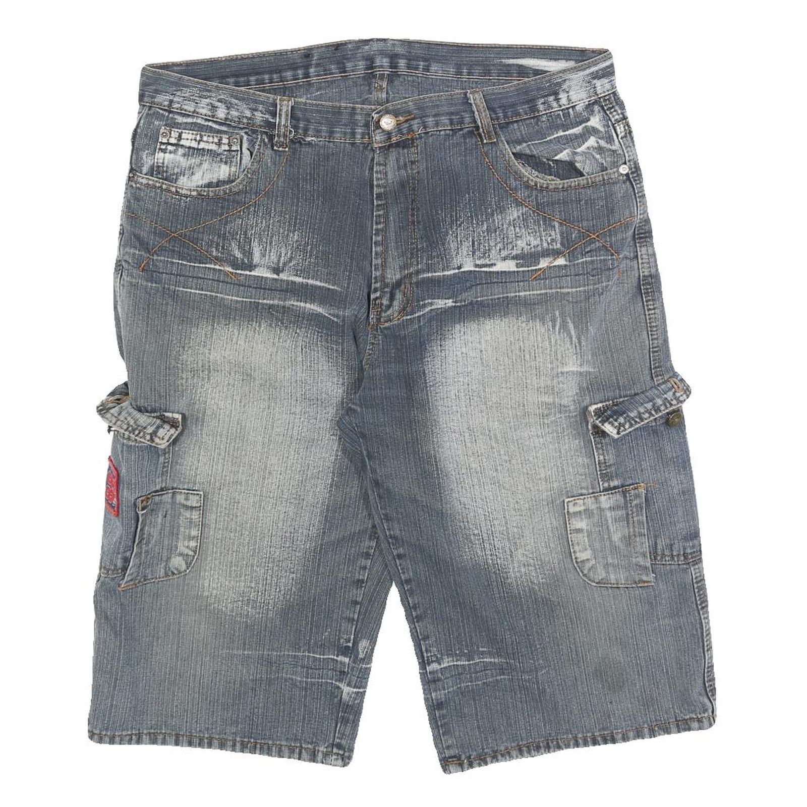 Mens Blue Casual Cargo Cotton Blend Shorts L W36 Pocket Detailing Refurbished - N/A refurbished available on Cerqular