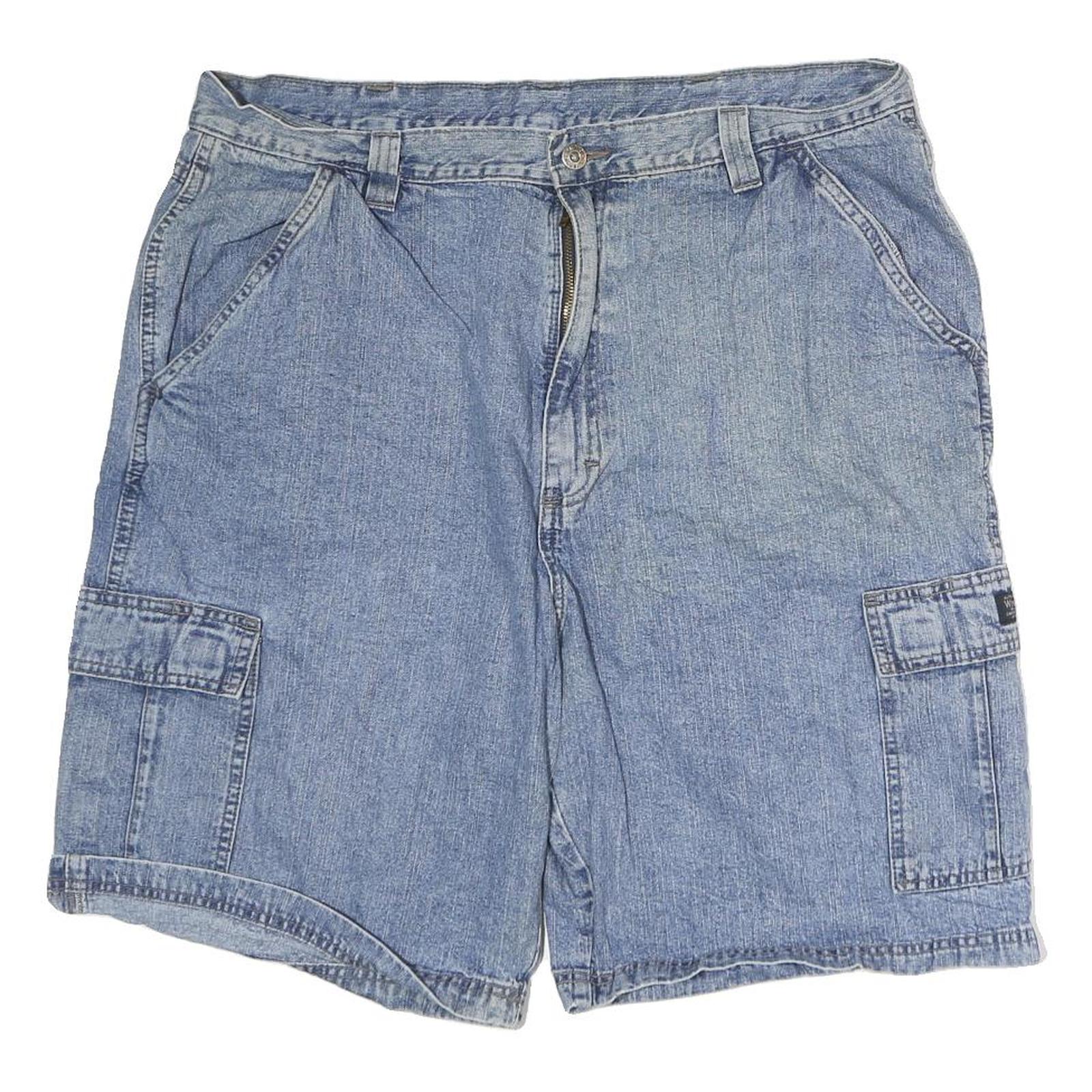 WRANGLER Mens Denim Blue Cargo Shorts L W38 Casual Cotton Pockets Refurbished - N/A refurbished available on Cerqular