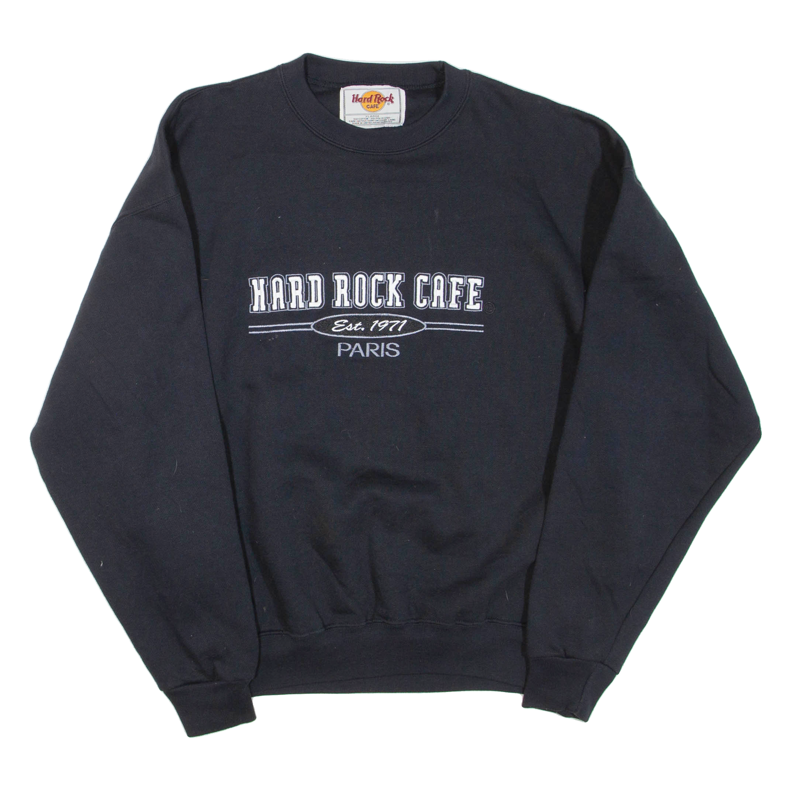 HARD ROCK CAFE Paris Mens Sweatshirt Black Crew Neck XL Refurbished - N/A refurbished available on Cerqular