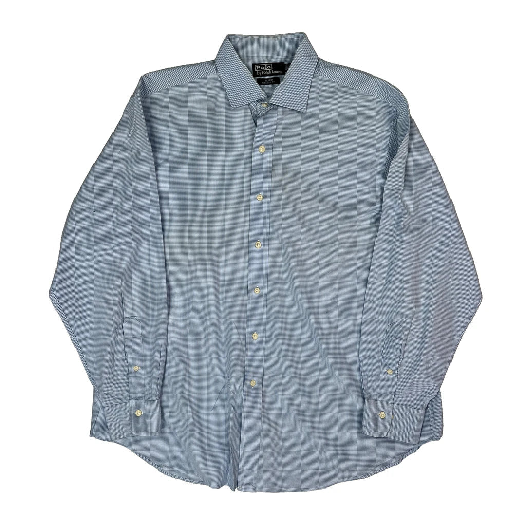 Regent Classic Fit Polo By Ralph Lauren Checked Shirt - XL Blue Cotton Refurbished - Thrifted (note: this is a term often used to describe second- refurbished available on Cerqular