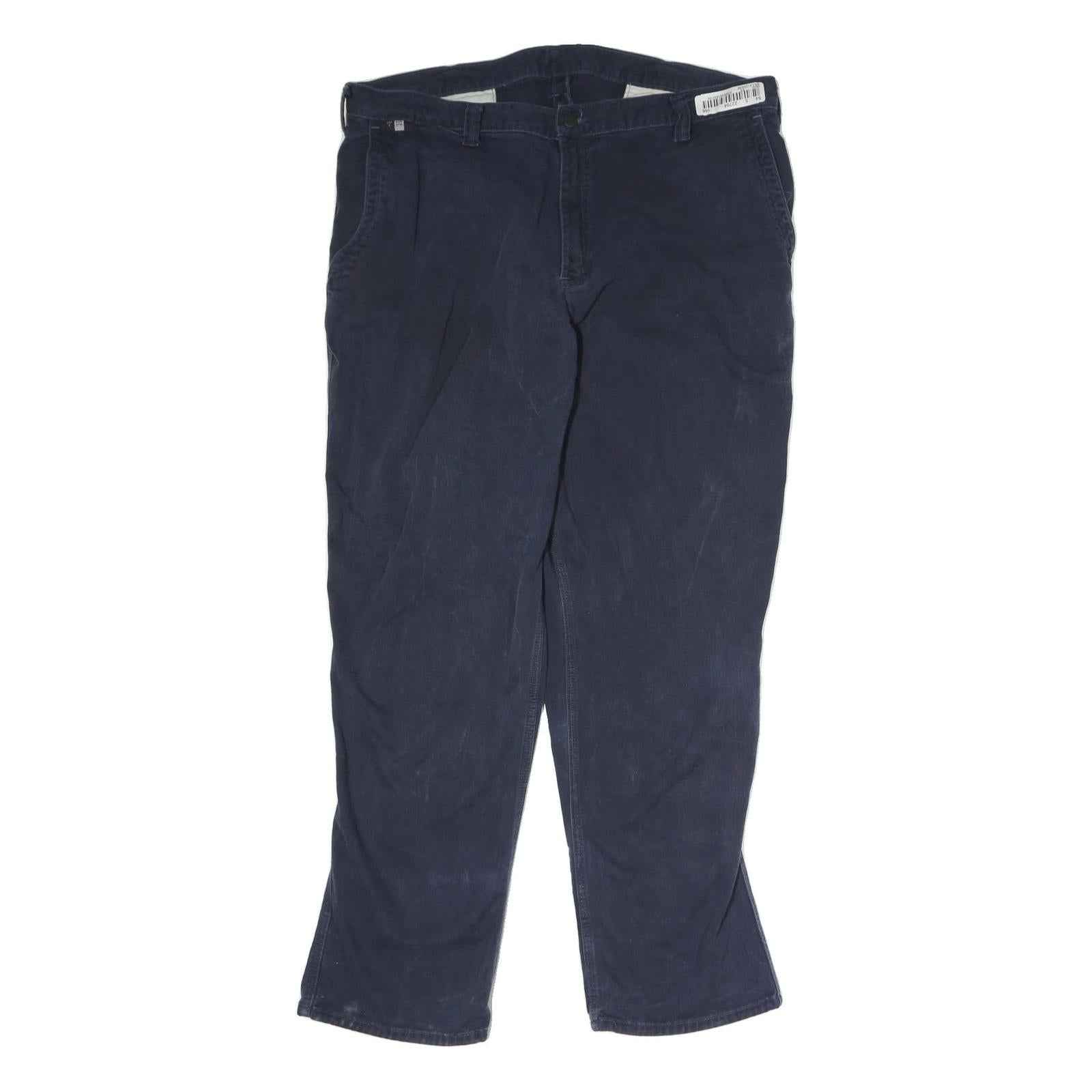 CARHARTT Mens Cotton Navy Regular Straight Trousers W40 L32 Zip Closure Durable Refurbished - N/A refurbished available on Cerqular