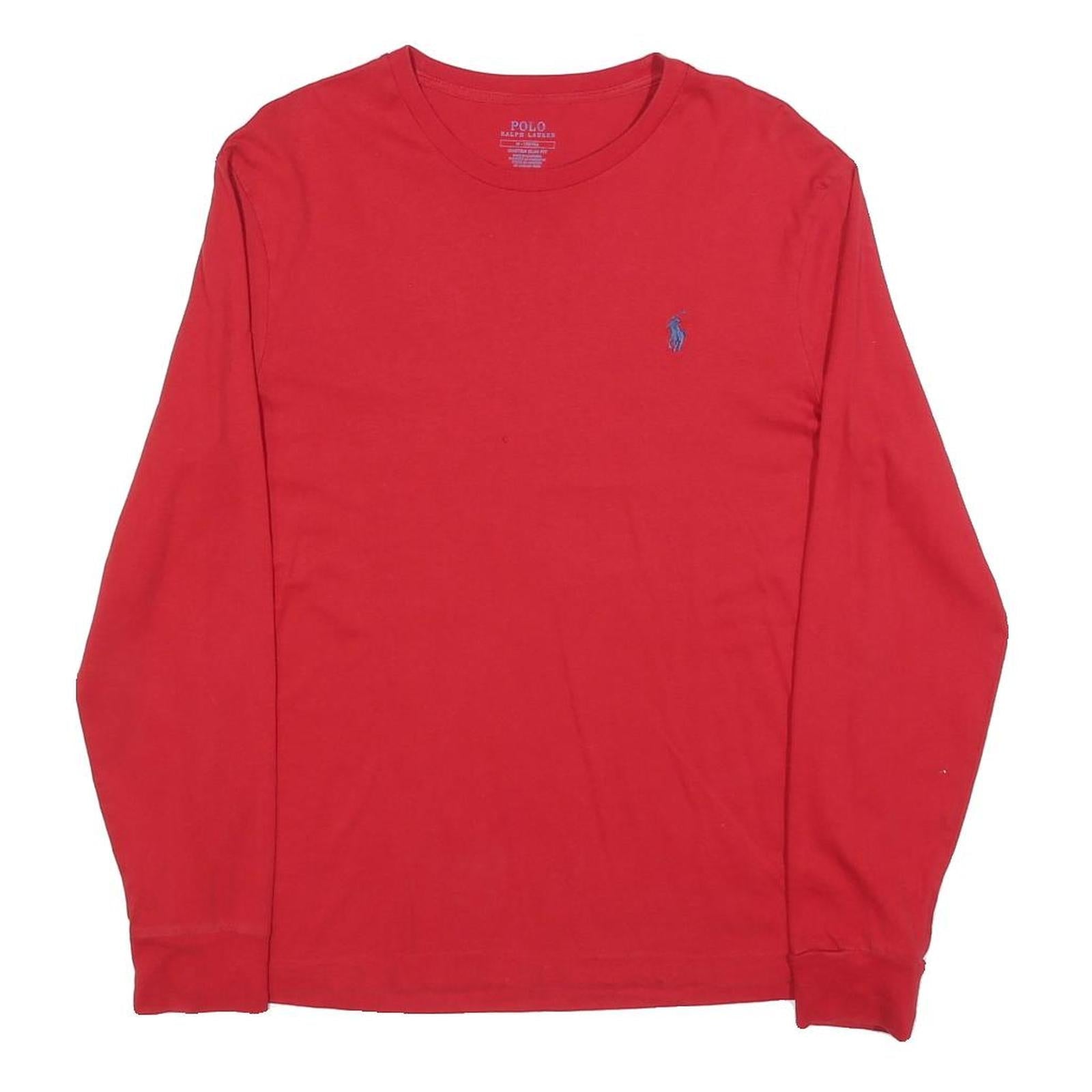 POLO RALPH LAUREN Mens Red Long Sleeve Crew Neck Classic Fit M Cotton Blend Refurbished - N/A refurbished available on Cerqular