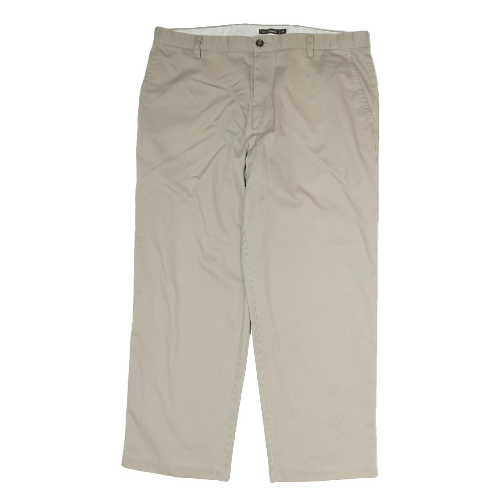 DOCKERS Mens Cotton Beige Regular Straight Trousers W38 L29 Classic Zip Front Refurbished - N/A refurbished available on Cerqular