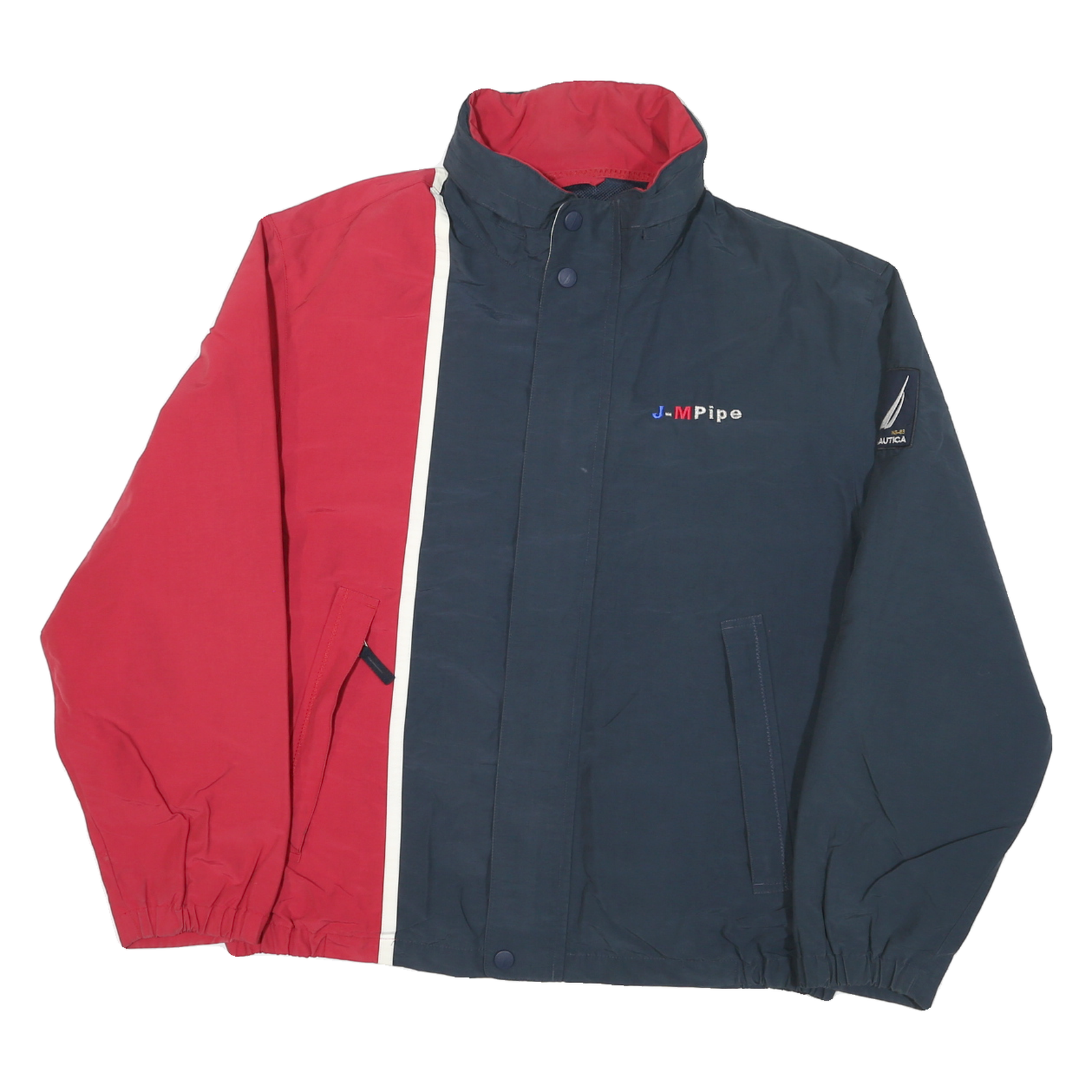 NAUTICA Mens Navy & Red Jacket L Polyester Blend Colourblock Zip Casual Refurbished - N/A refurbished available on Cerqular