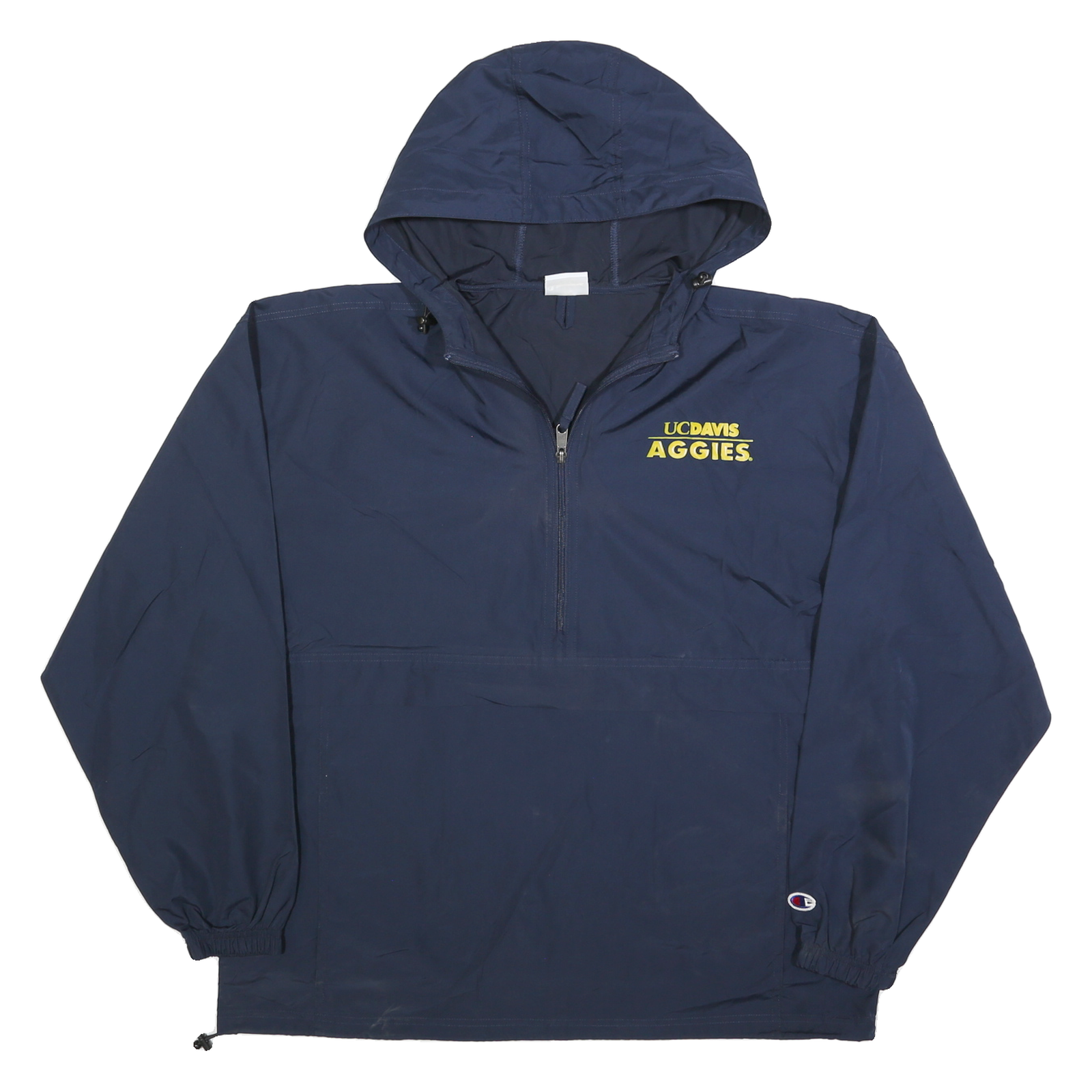 CHAMPION Mens Navy Blue UC Davis Aggies Half Zip Jacket XL Polyester Hooded Refurbished - N/A refurbished available on Cerqular