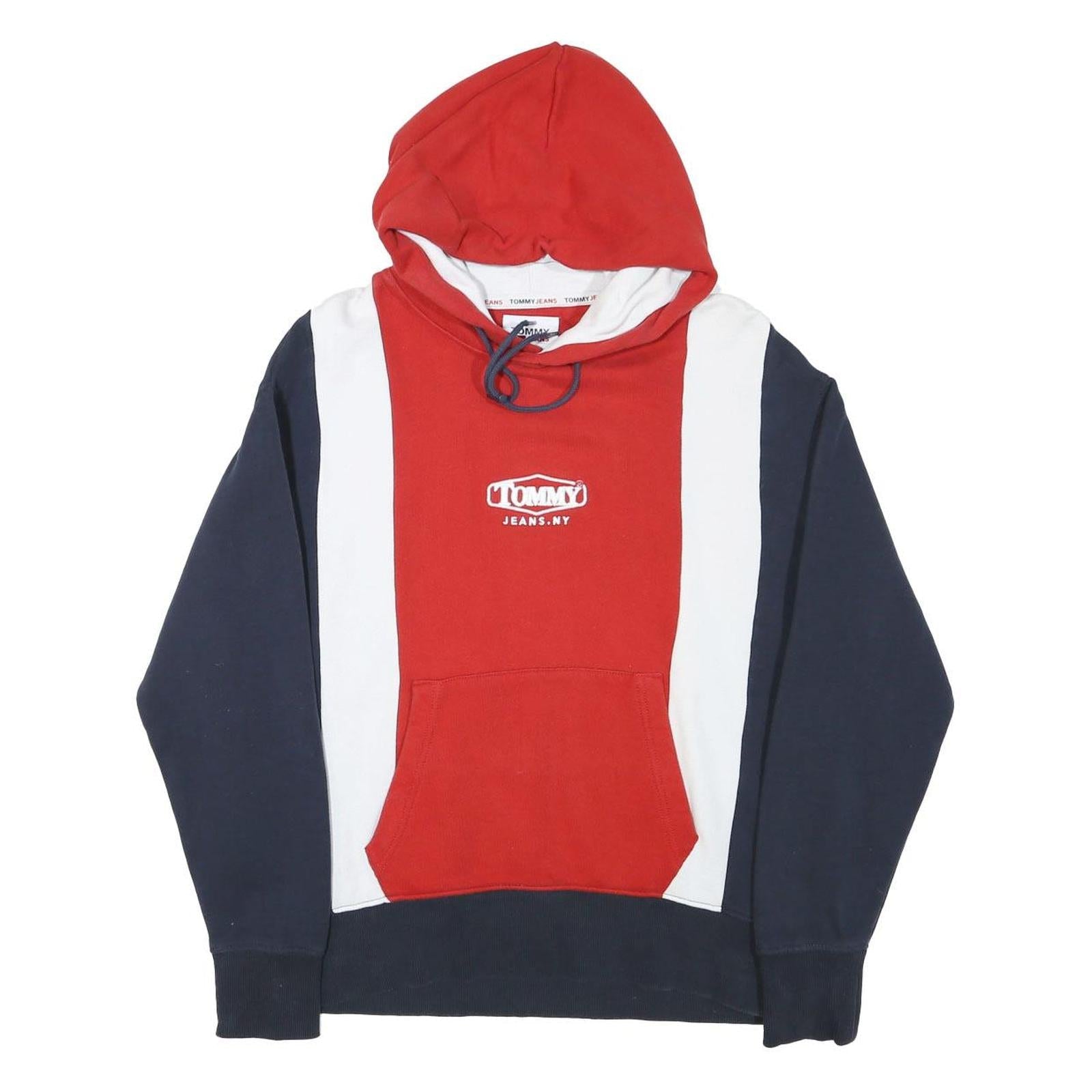 TOMMY HILFIGER Mens Red & White Navy Block Hoodie S Cotton Blend Casual Refurbished - N/A refurbished available on Cerqular