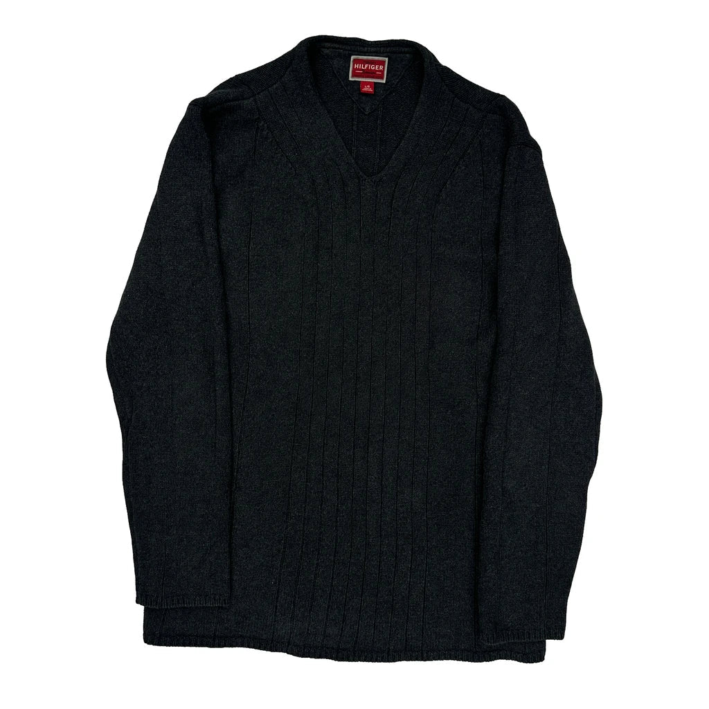 Tommy Hilfiger Denim Jumper - Large Black Wool Refurbished - Thrifted (note: this is a term often used to describe second- refurbished available on Cerqular