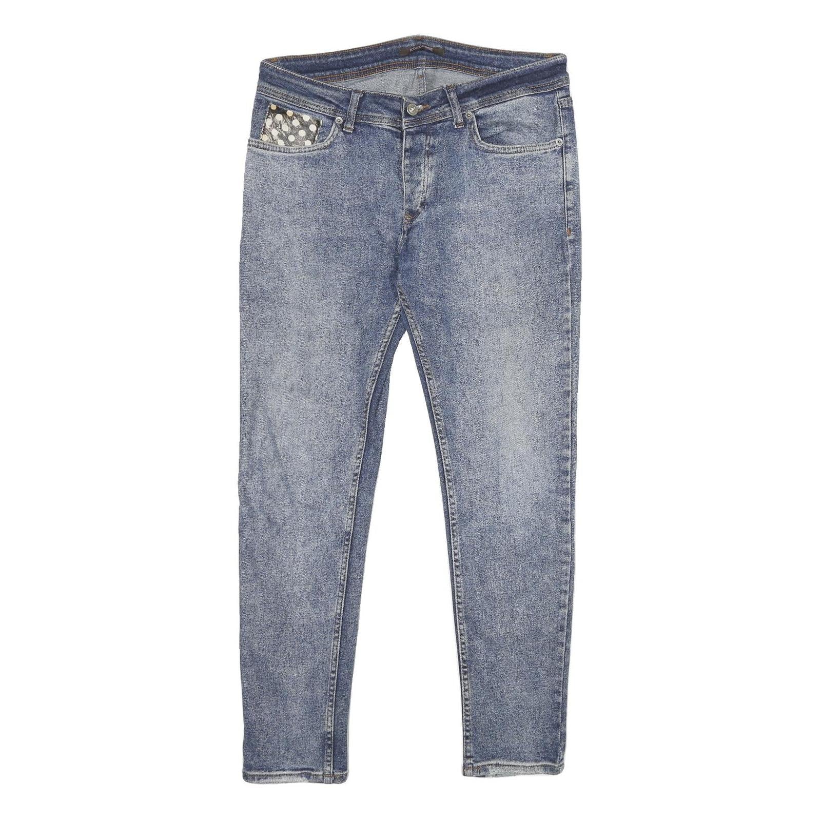 ROBERTO CAVALLI Womens Jeans Blue Relaxed Skinny Denim Medium W32 L30 Polka Dot Refurbished - N/A refurbished available on Cerqular