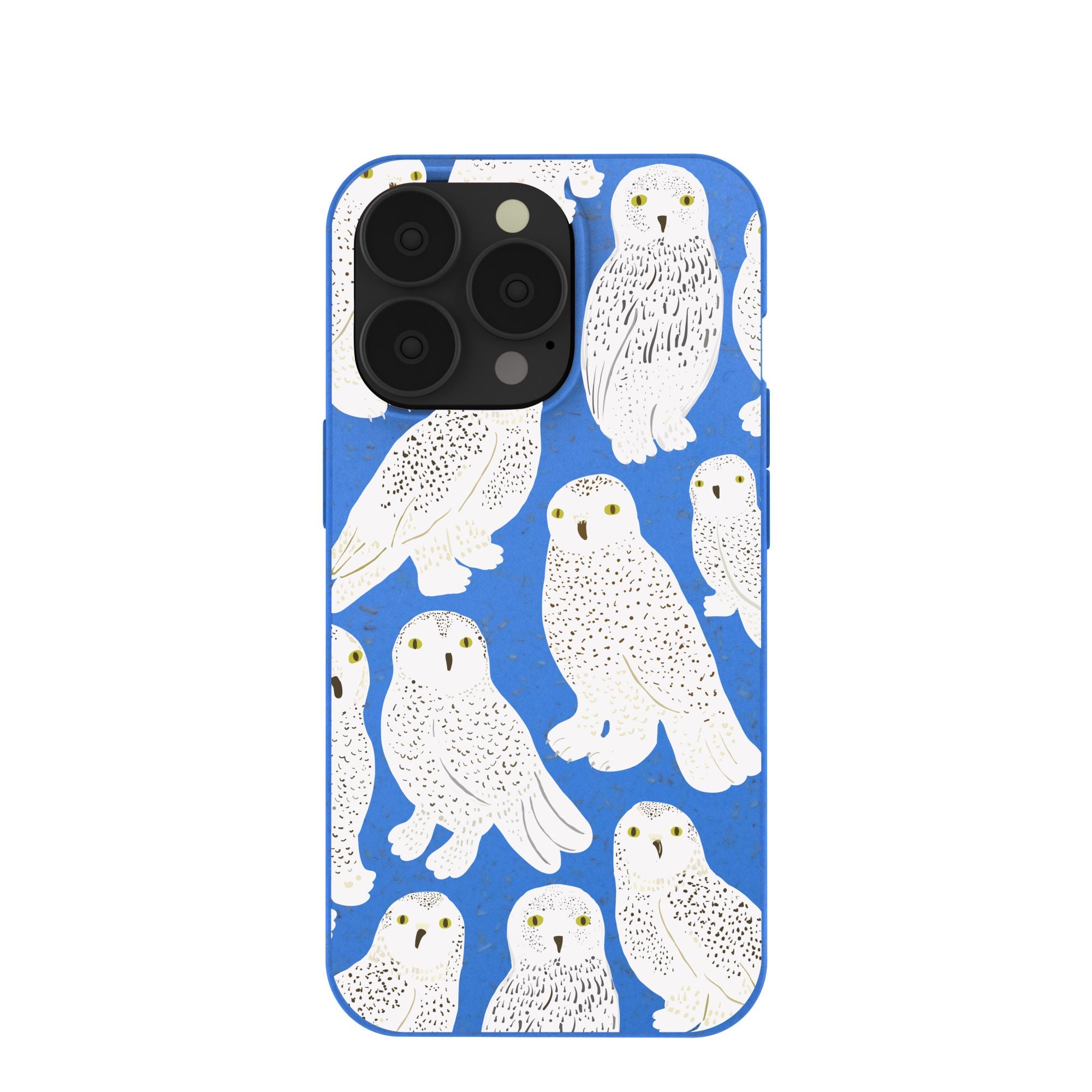 Electric Blue Snowy Owls iPhone 13 Pro Case Refurbished - Pela Case refurbished available on Cerqular