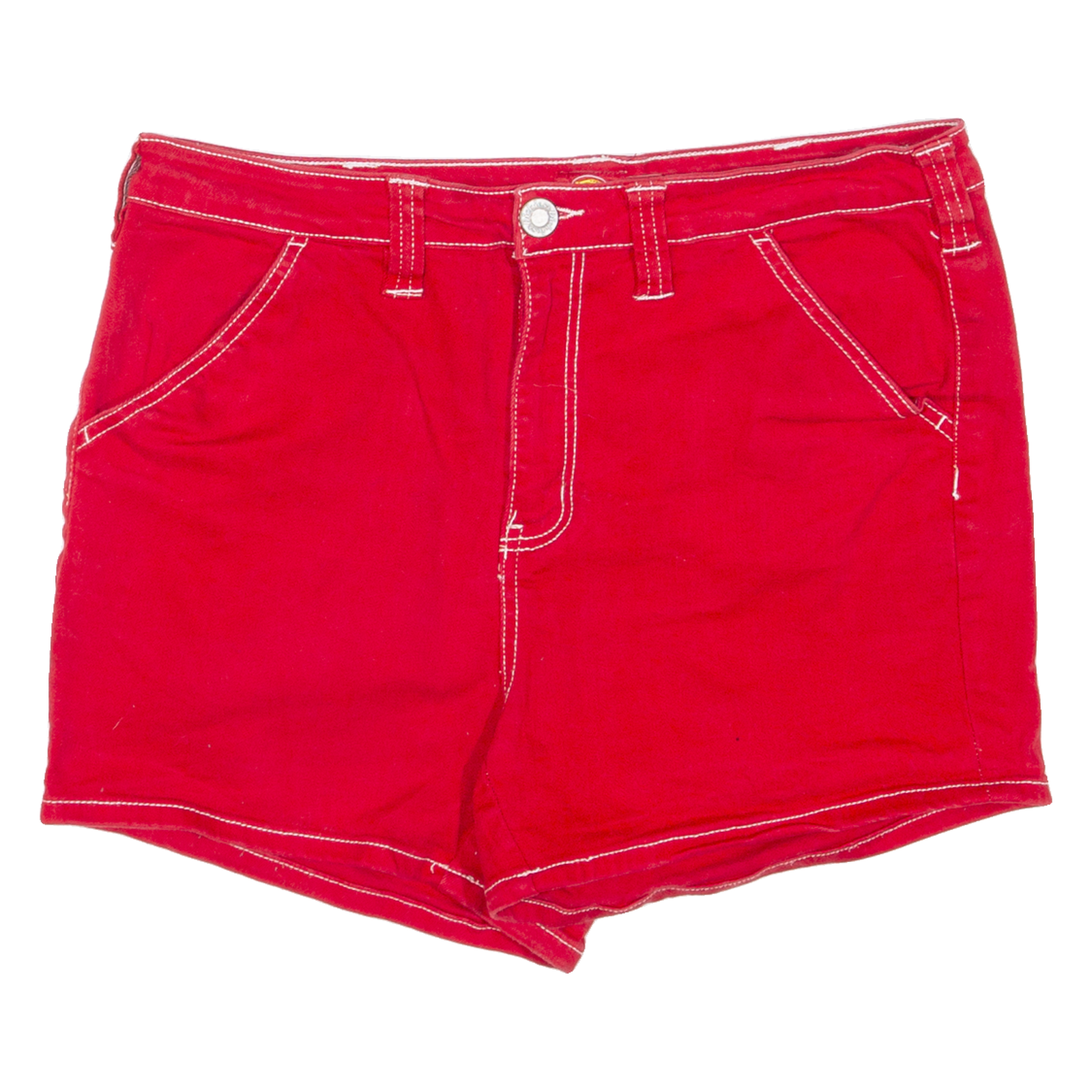 DICKIES Womens Denim Shorts Red Relaxed UK 14 W32 Refurbished - N/A refurbished available on Cerqular