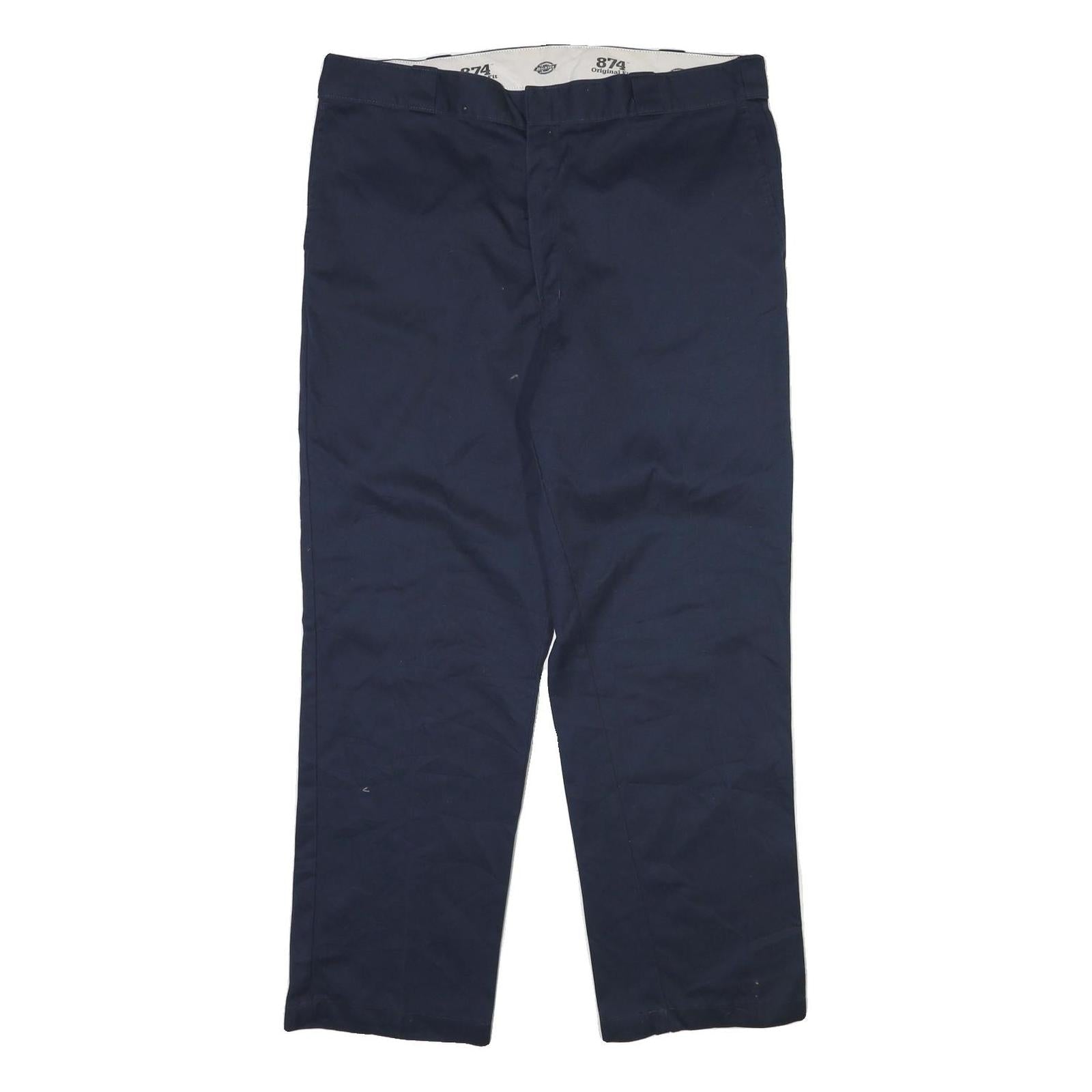 DICKIES Mens Cotton Blend Navy Blue Regular Fit Straight Leg Trousers W40 L32 Refurbished - N/A refurbished available on Cerqular