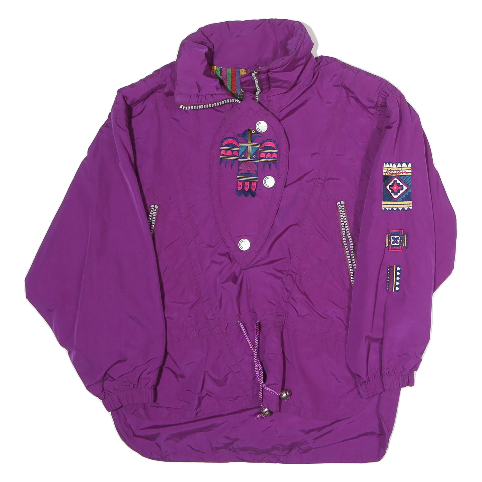 KAELIN Womens Purple Nylon Jacket UK 8 Zip Embroidered Pattern Casual Outerwear Refurbished - N/A refurbished available on Cerqular