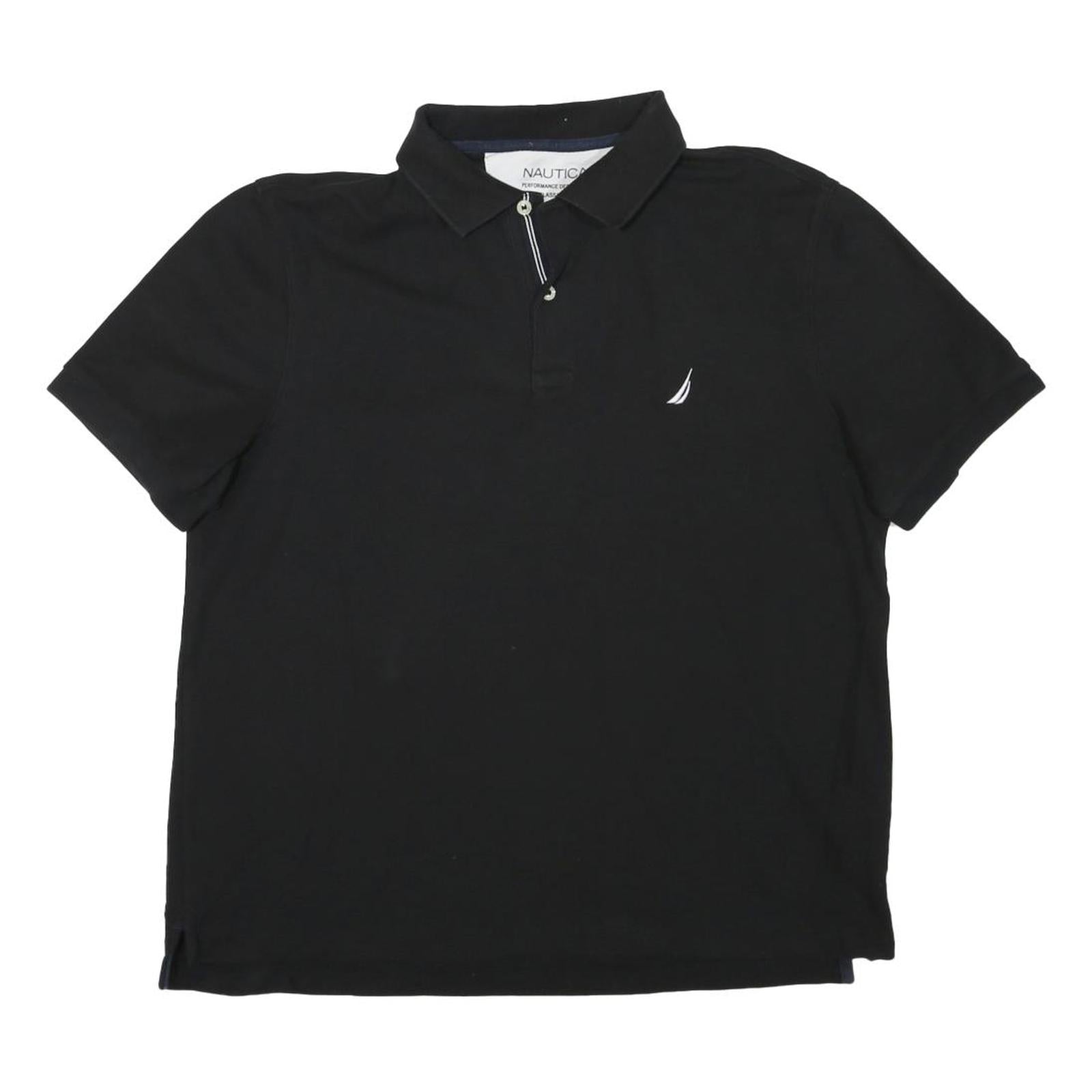 NAUTICA Mens Black Short Sleeve Plain Polo Shirt L Cotton Blend Classic Refurbished - N/A refurbished available on Cerqular