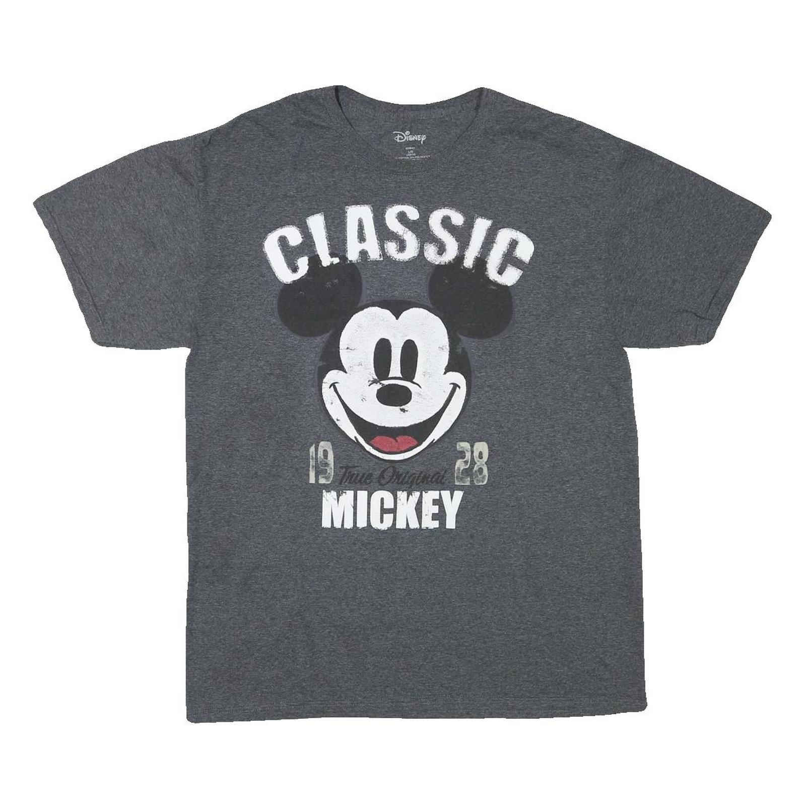 DISNEY Mens Grey Classic Mickey Graphic T-Shirt L Short Sleeve Crew Neck Refurbished - N/A refurbished available on Cerqular