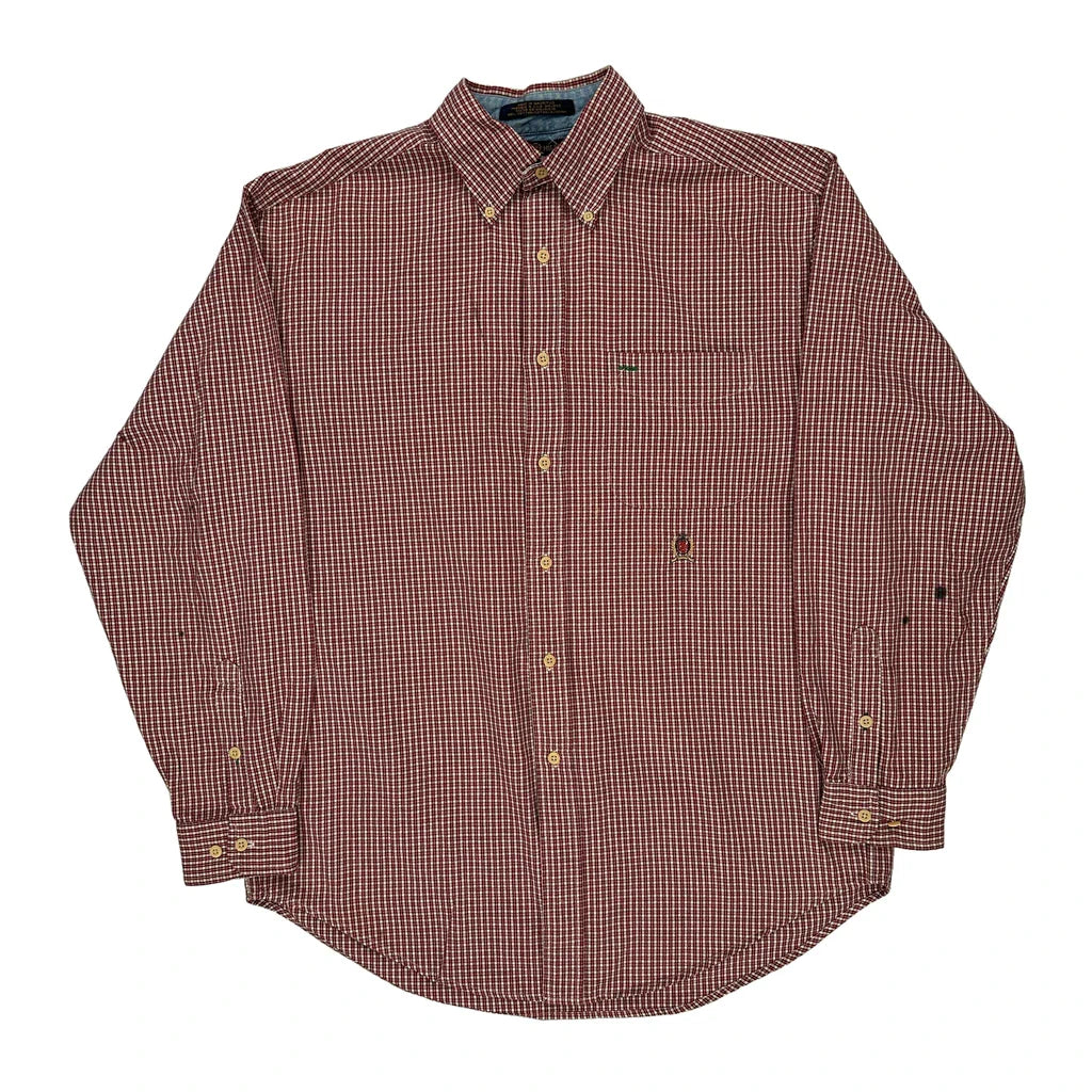 Tommy Hilfiger Checked Shirt - Medium Red Cotton Refurbished - Thrifted (note: this is a term often used to describe second- refurbished available on Cerqular
