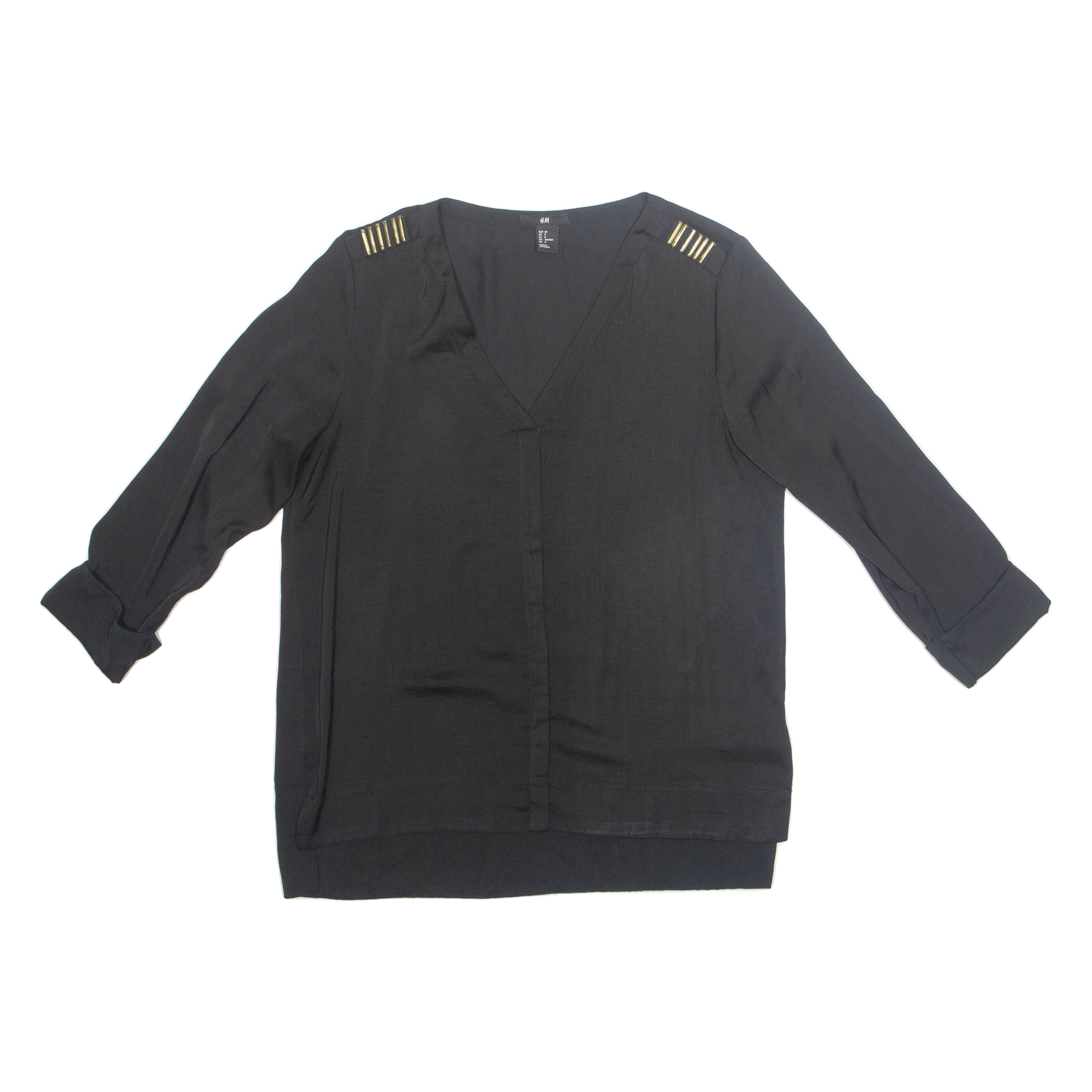H&M Womens Blouse Black V-Neck Long Sleeve S Refurbished - N/A refurbished available on Cerqular