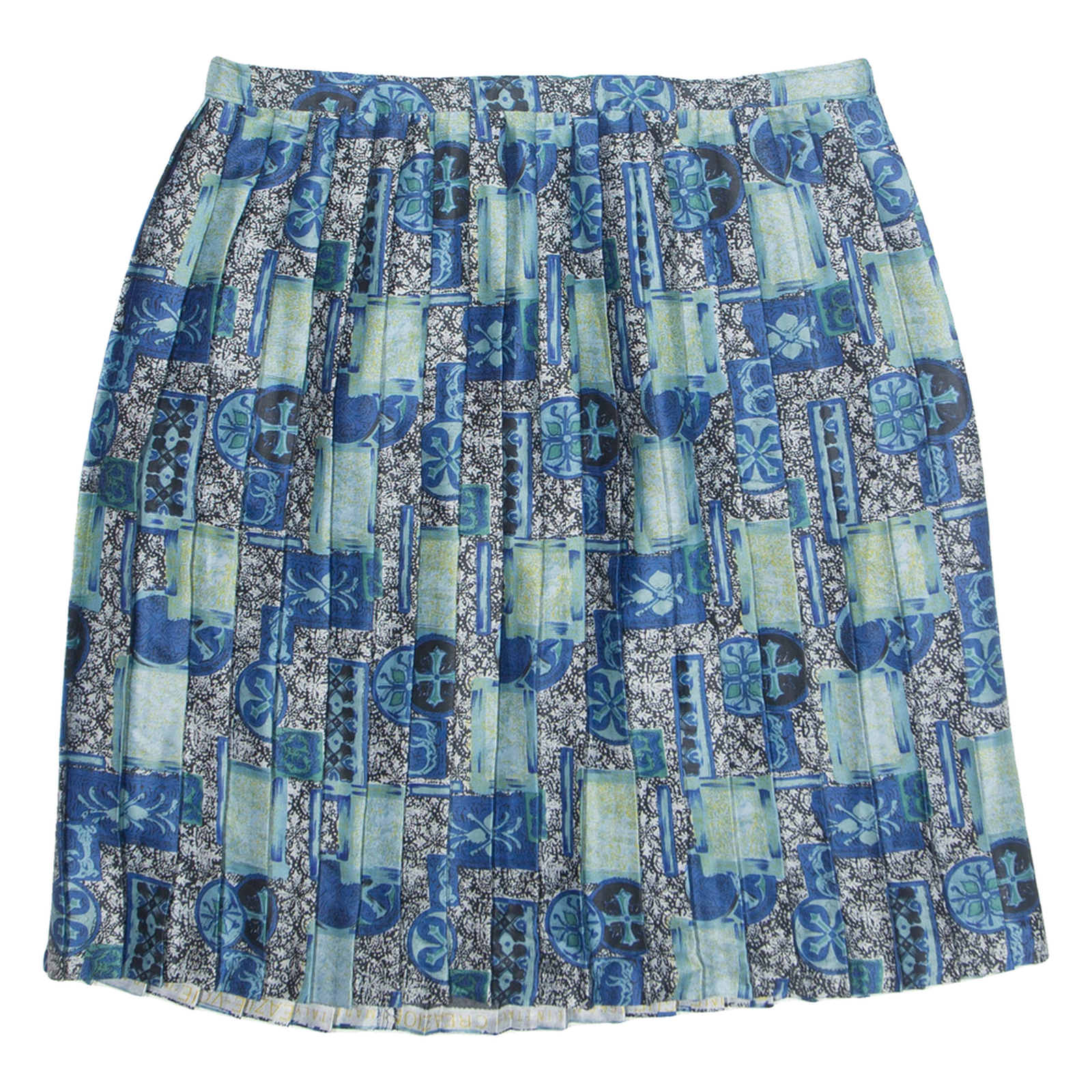 Womens Pleated Skirt Blue Knee Length Floral L Refurbished - N/A refurbished available on Cerqular