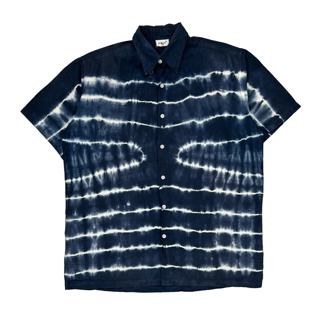 X-Mail Short Sleeve Shirt - Large Blue Cotton Refurbished - Thrifted (note: this is a term often used to describe second- refurbished available on Cerqular