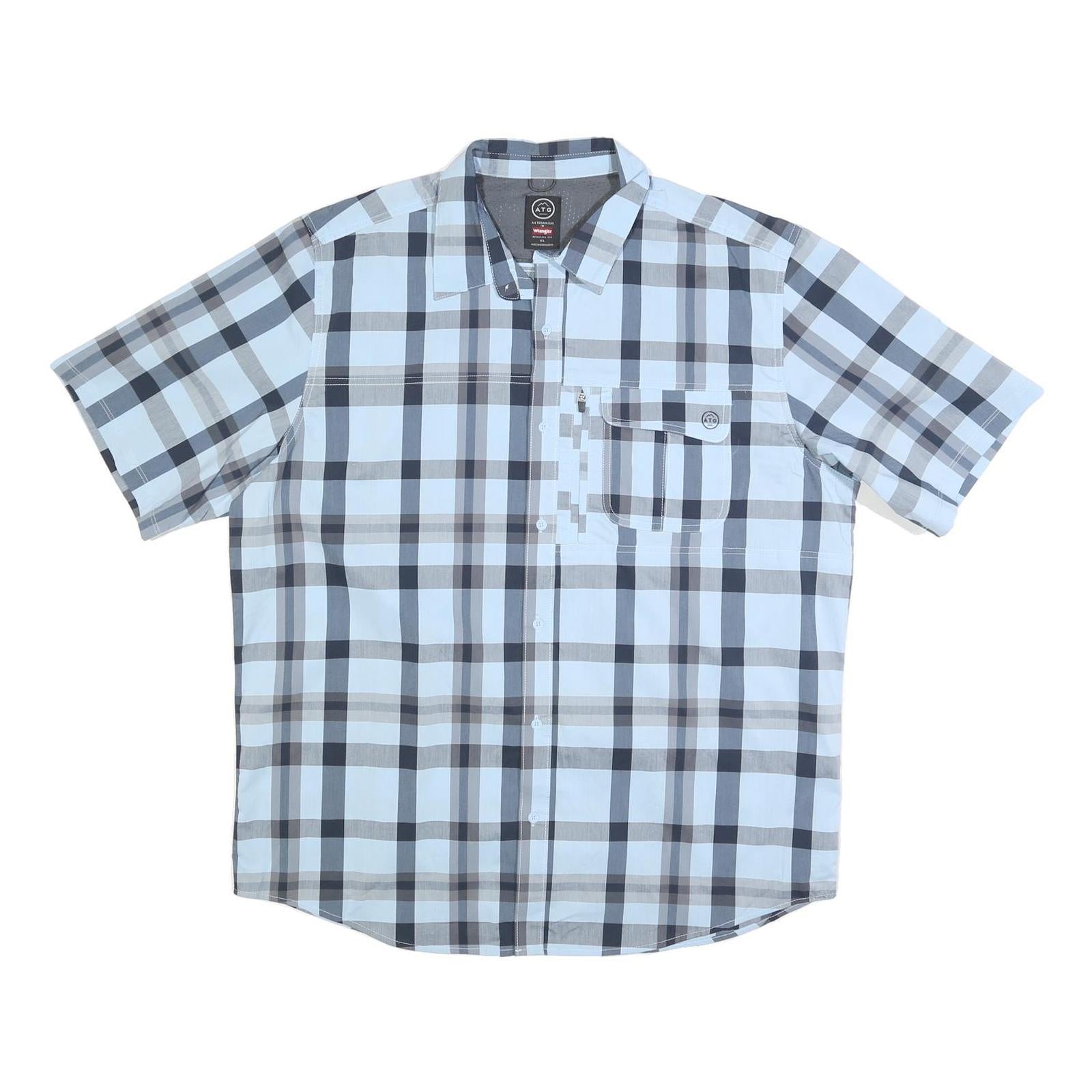 WRANGLER Mens Blue & Grey Check Shirt XL Cotton Blend Casual Button Pocket Refurbished - N/A refurbished available on Cerqular