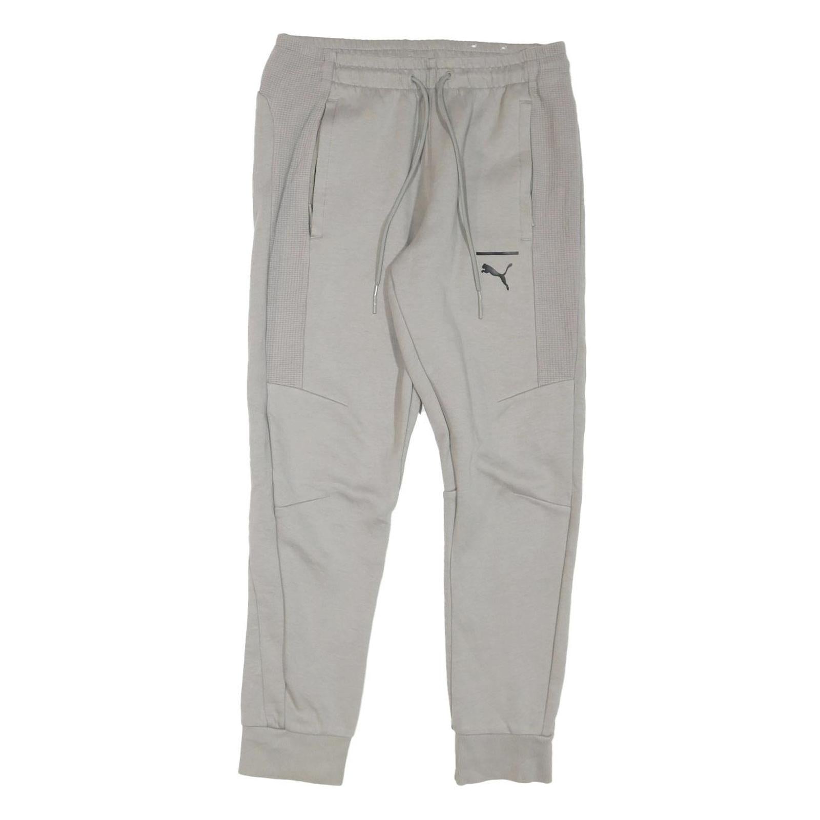 PUMA Mens Joggers Grey Cotton Blend Regular Fit Tapered Leg Size M W32 L28 Refurbished - N/A refurbished available on Cerqular