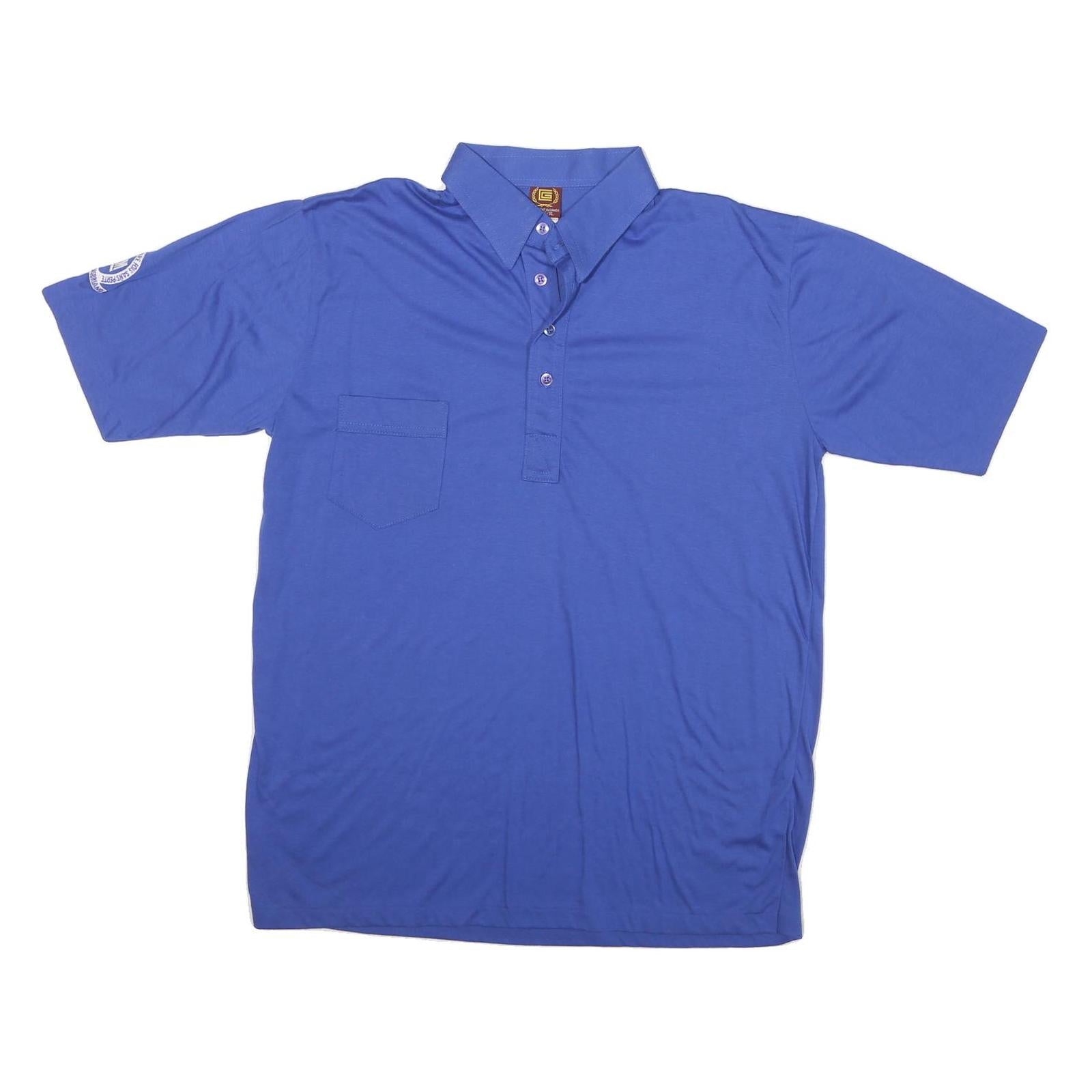 Mens Blue Polo Shirt XL Cotton Blend Short Sleeve Plain Pocket Casual Wear Refurbished - N/A refurbished available on Cerqular