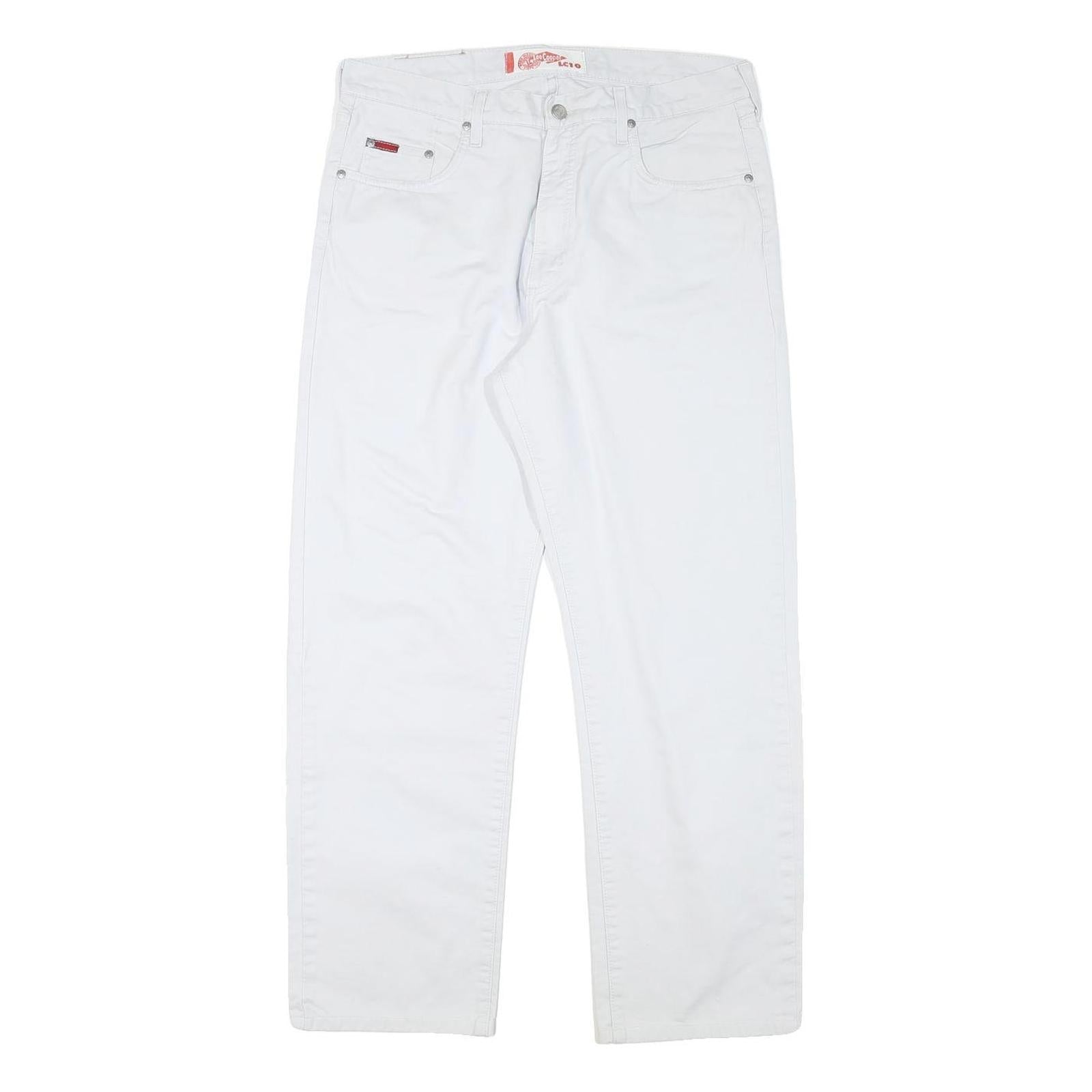 LEE COOPER Mens Cotton Blend White Regular Straight Trousers W33 L28 Zip Closure Refurbished - N/A refurbished available on Cerqular