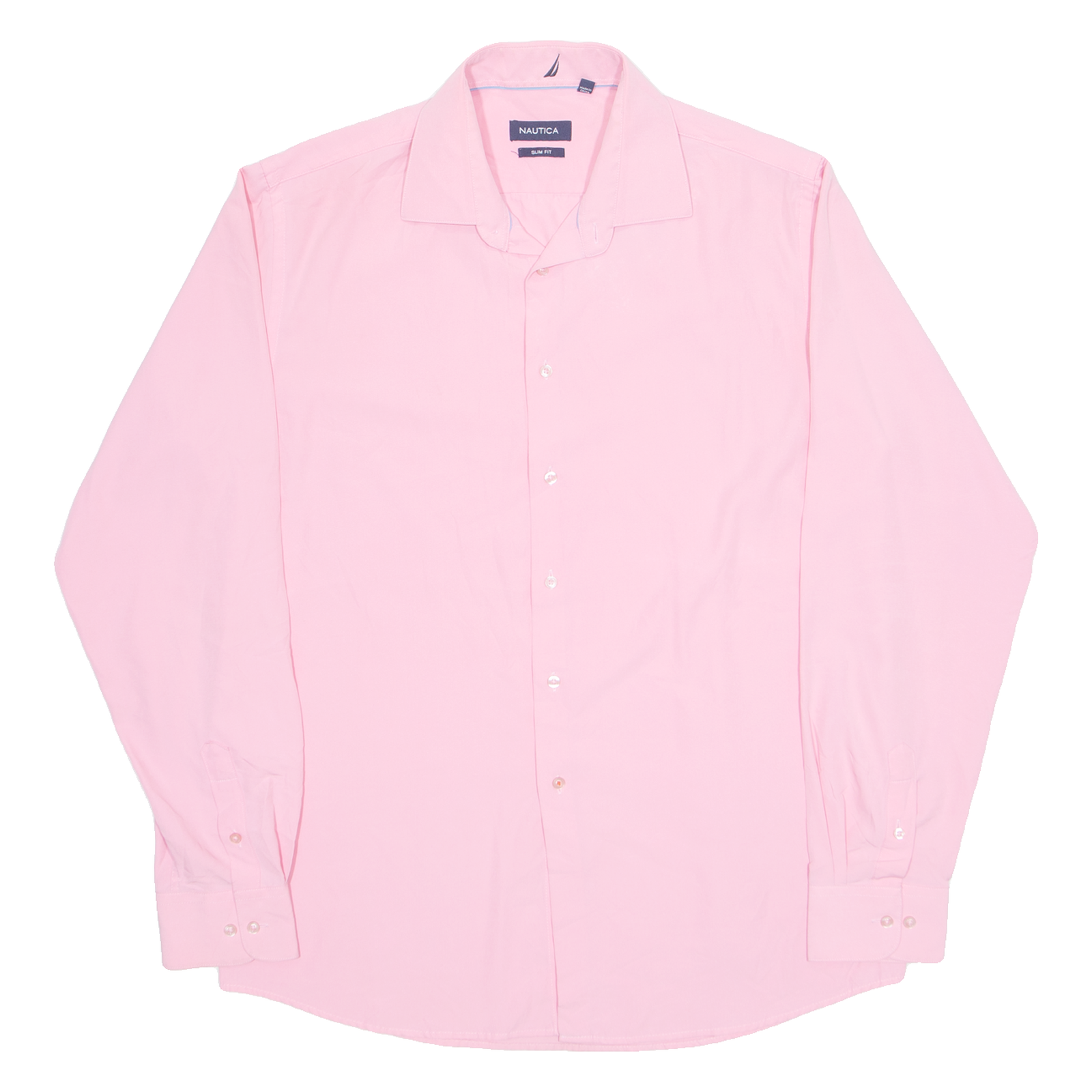 NAUTICA Slim Fit Spandex Mens Formal Shirt Pink Long Sleeve L Refurbished - N/A refurbished available on Cerqular