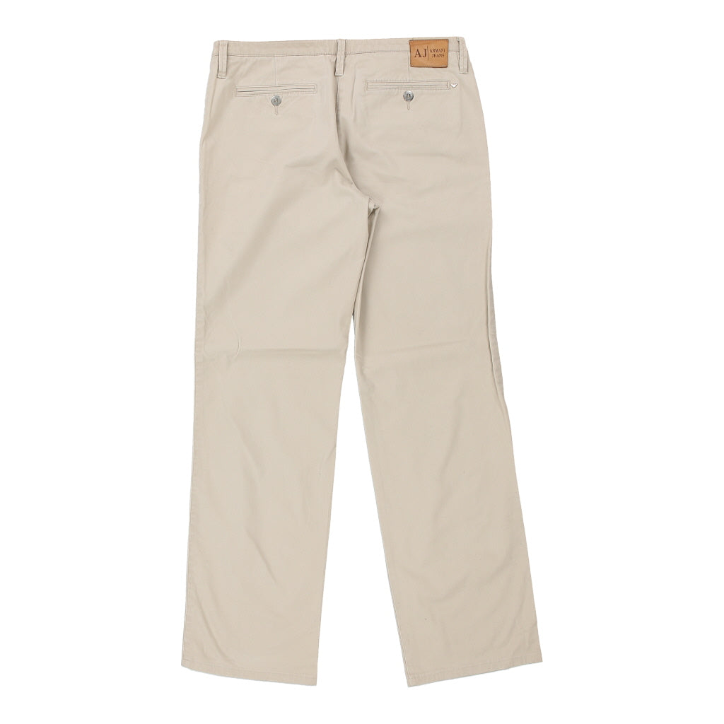 Armani Jeans Trousers - 32W UK 10 Beige Cotton Refurbished - Thrifted (note: this is a term often used to describe second- refurbished available on Cerqular