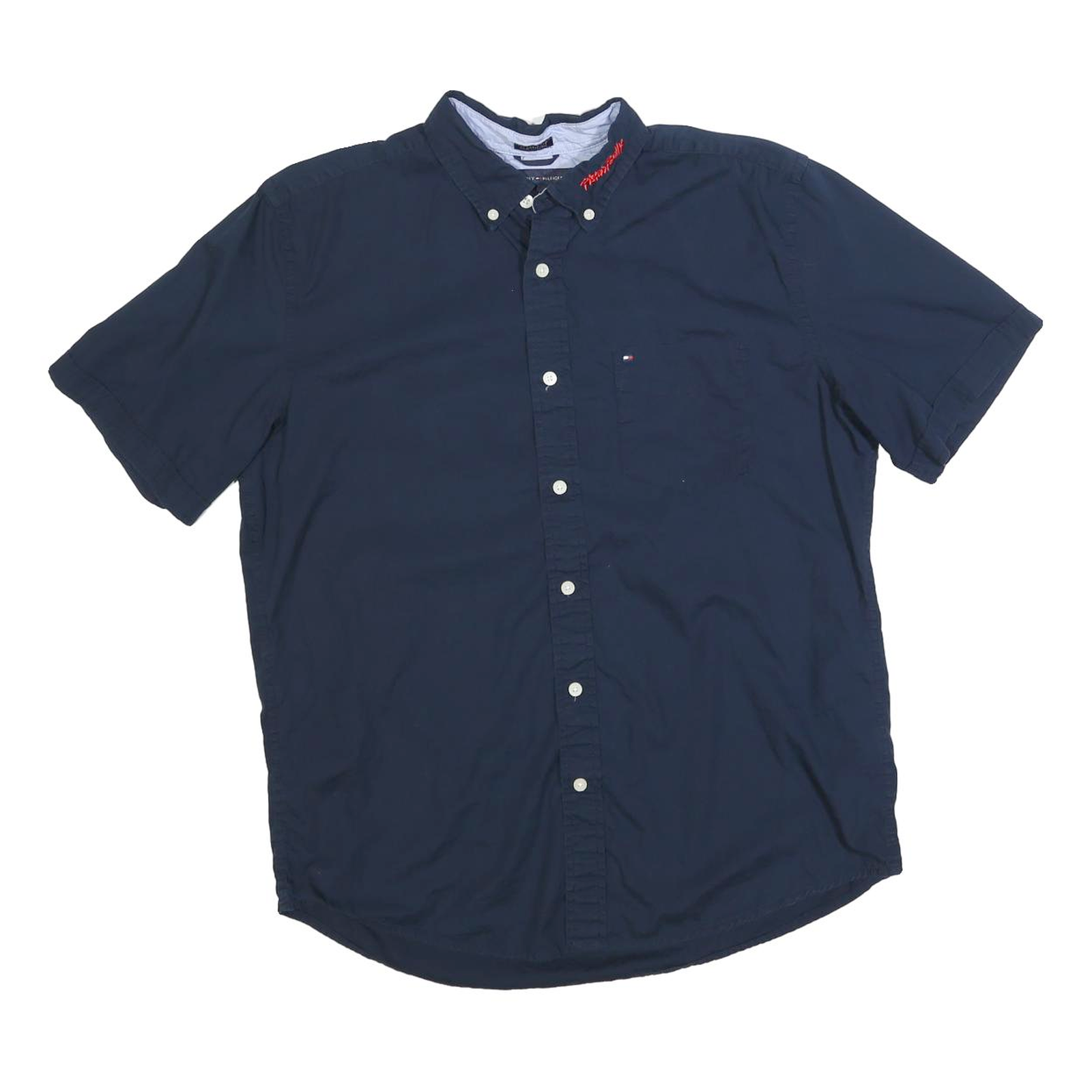 TOMMY HILFIGER Mens Navy Blue Short Sleeve Shirt M Button Down Casual Refurbished - N/A refurbished available on Cerqular