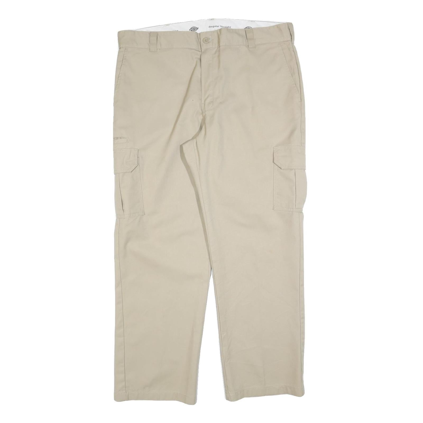 DICKIES Mens Cotton Blend Beige Regular Straight Cargo Trousers W40 L32 Workwear Refurbished - N/A refurbished available on Cerqular