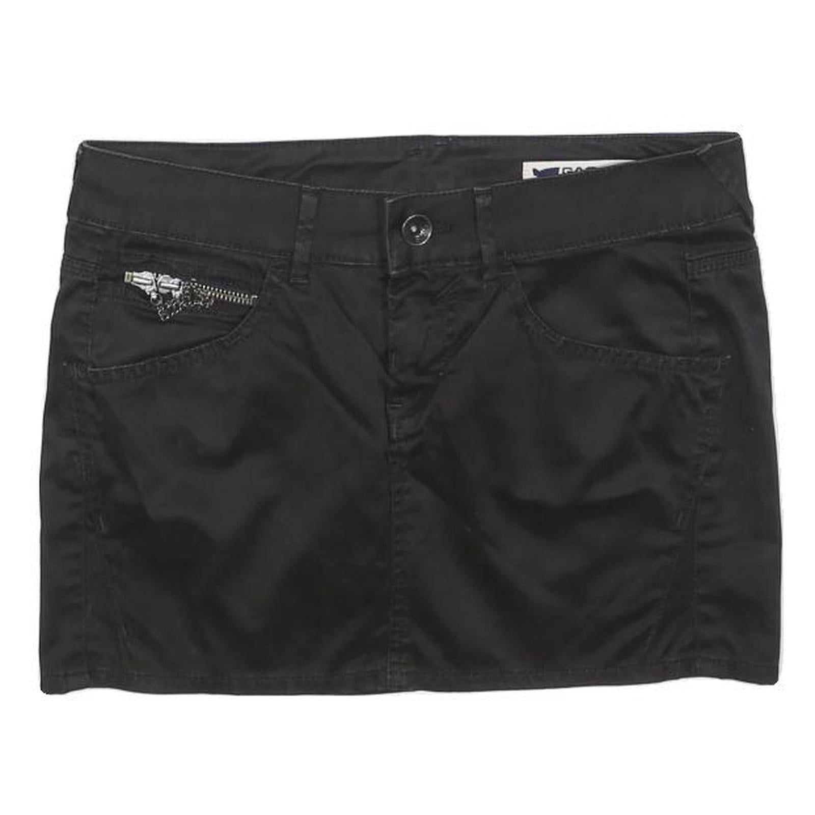 GAS Womens Black Mini Cotton Blend Skirt S Zipper Pocket Casual Chic Refurbished - N/A refurbished available on Cerqular